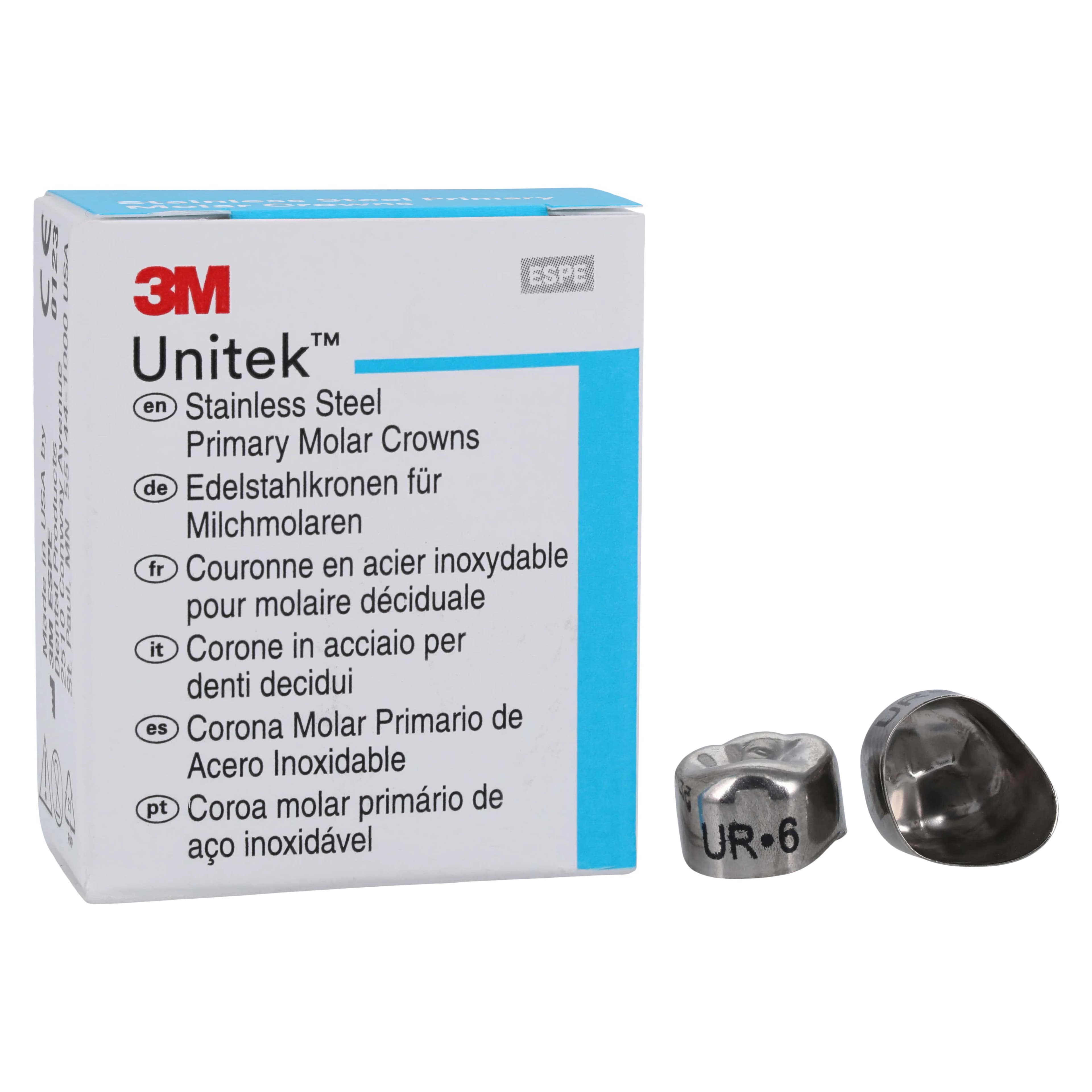 3M Unitek Stainless Steel Primary Molar Crown, Upper Right First Molar, Size 6, 5/Box, 900126 thumbnail 2