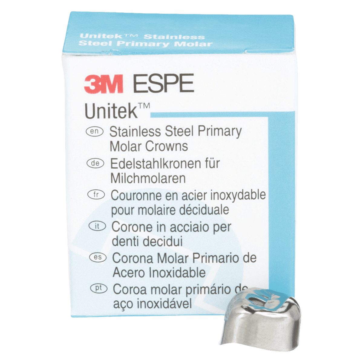 3M Unitek Stainless Steel Primary Molar Crown, Upper Right First Molar, Size 7, 5/Box, 900127 thumbnail 2