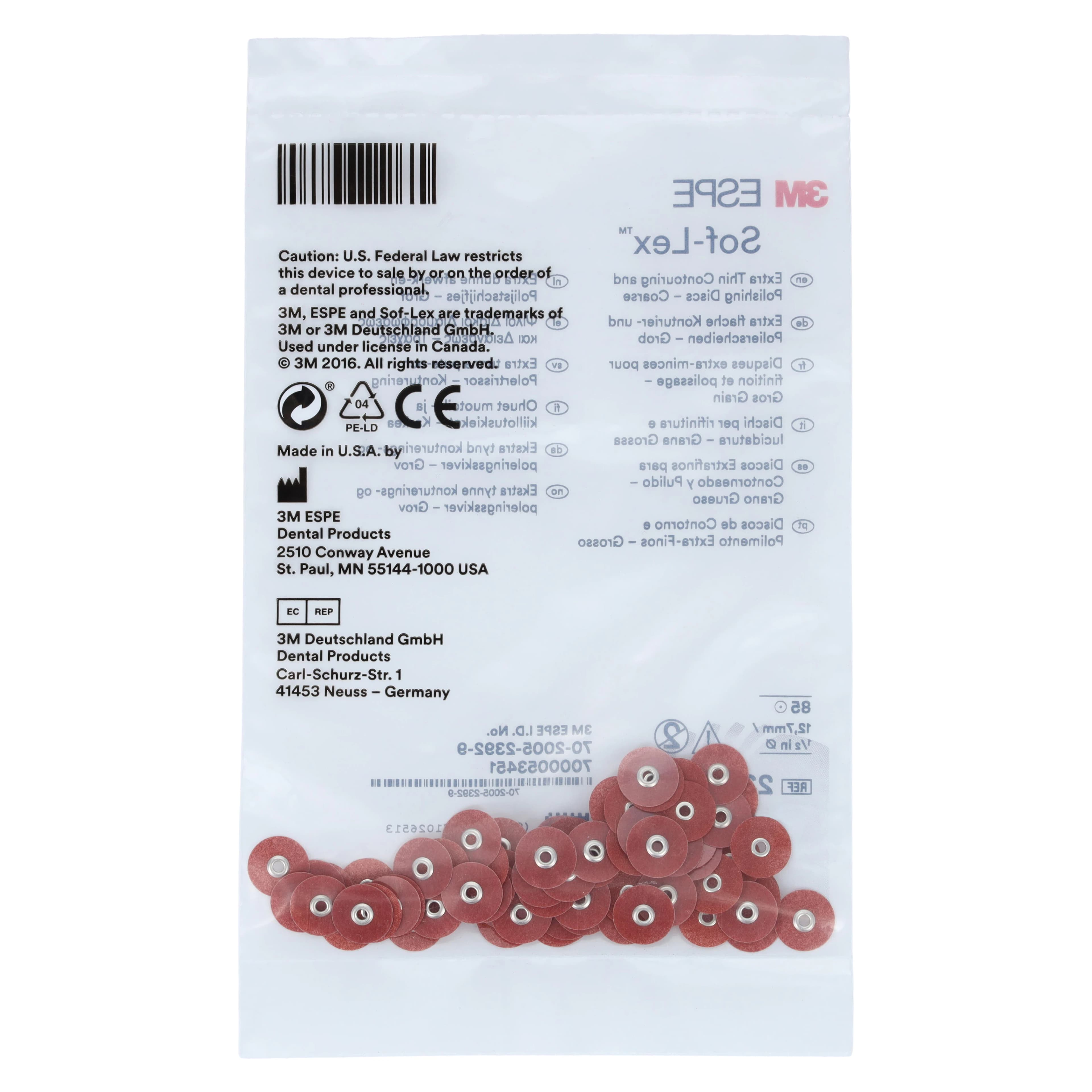3M Sof-Lex XT Extra-Thin Pop-On Contouring and Polishing Discs, 1/2" Diameter, Coarse, Dark Orange, 85/Pk, 2382C thumbnail 4
