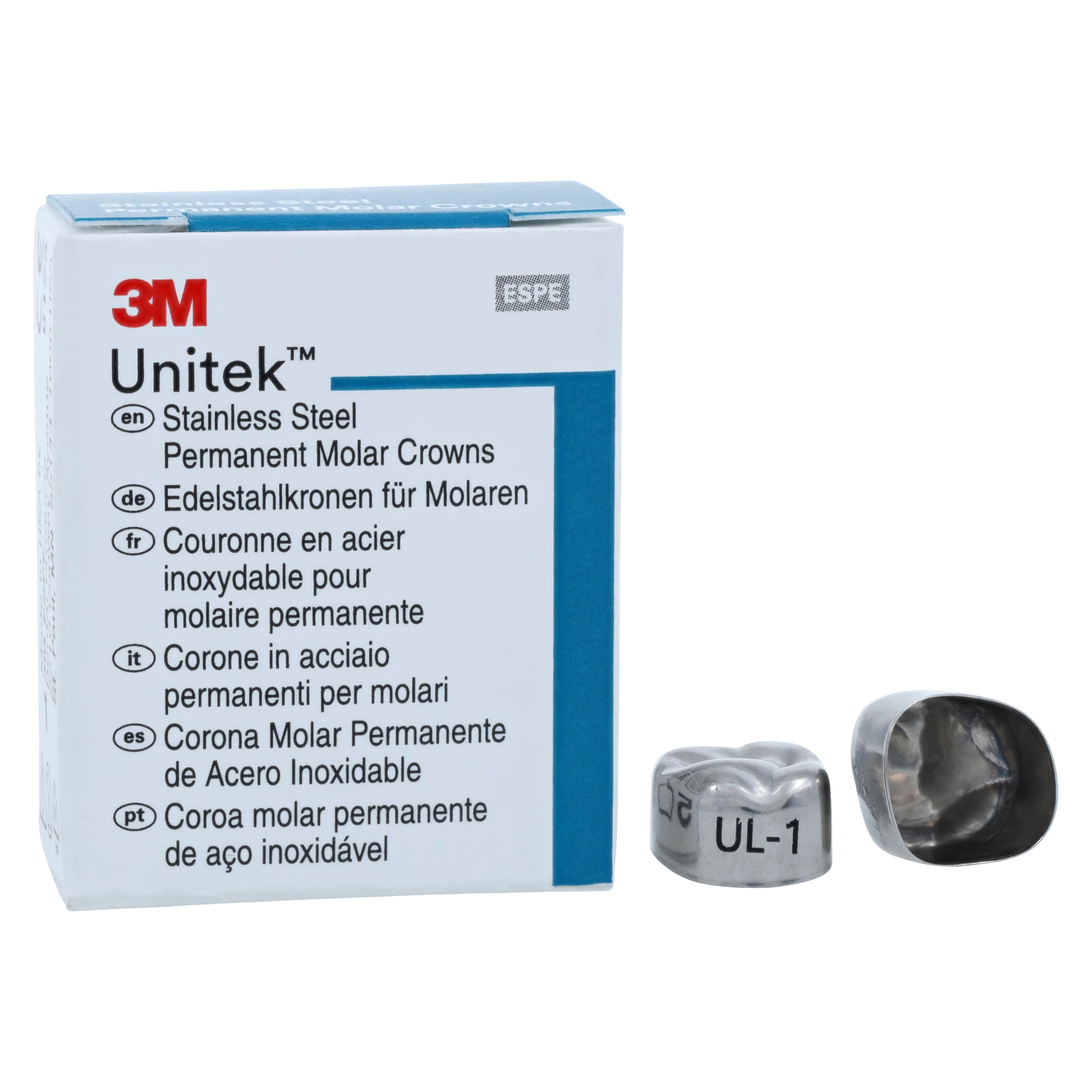 3M Unitek Permanent Stainless Steel Crown, Upper Left First Permanent Molar, Size 1UL, 5/Box, 900311 thumbnail 2