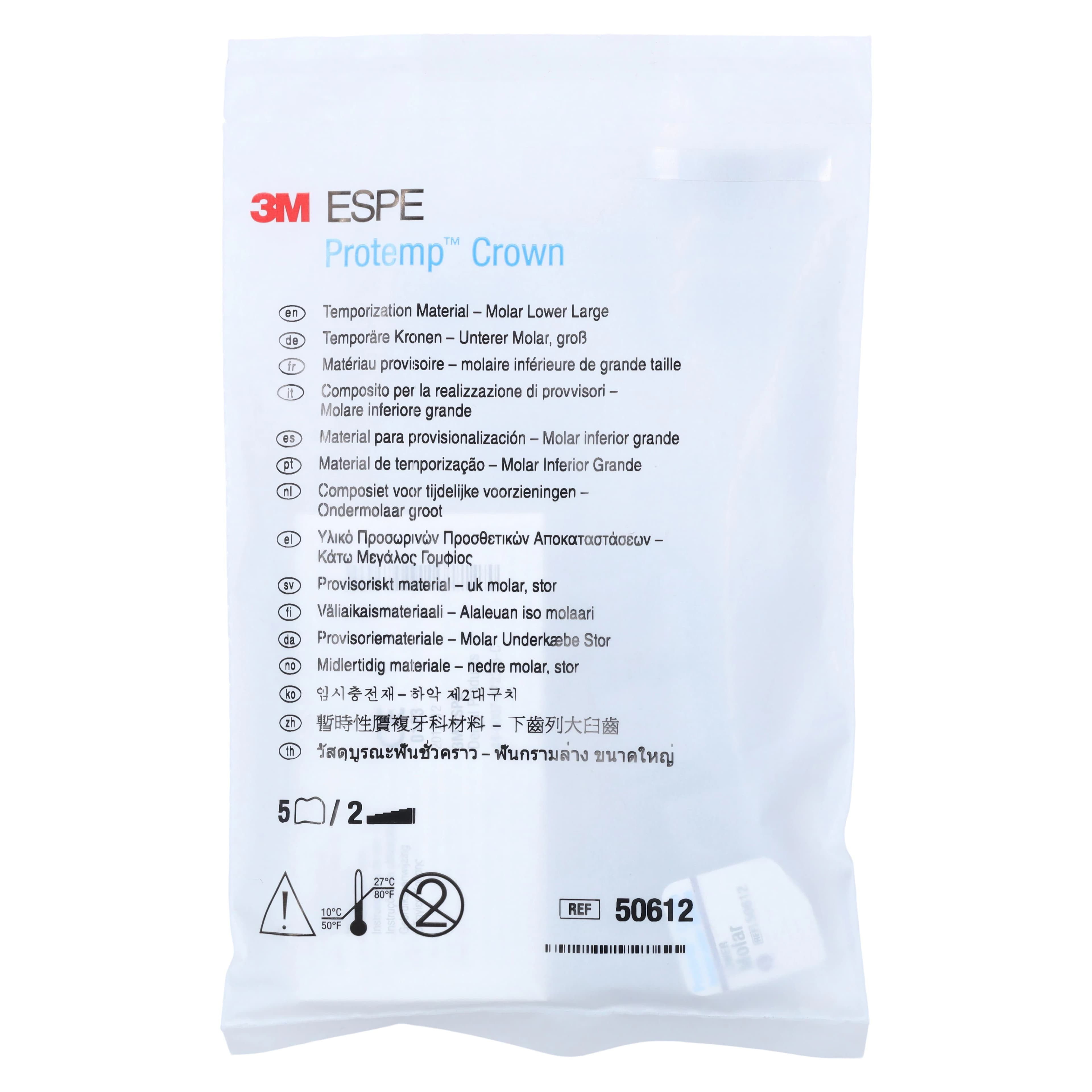 Protemp Crown Temporization Material, Adult Refill, Lower Large Molar, Universal Shade, 5/Pk, 50612 thumbnail 3
