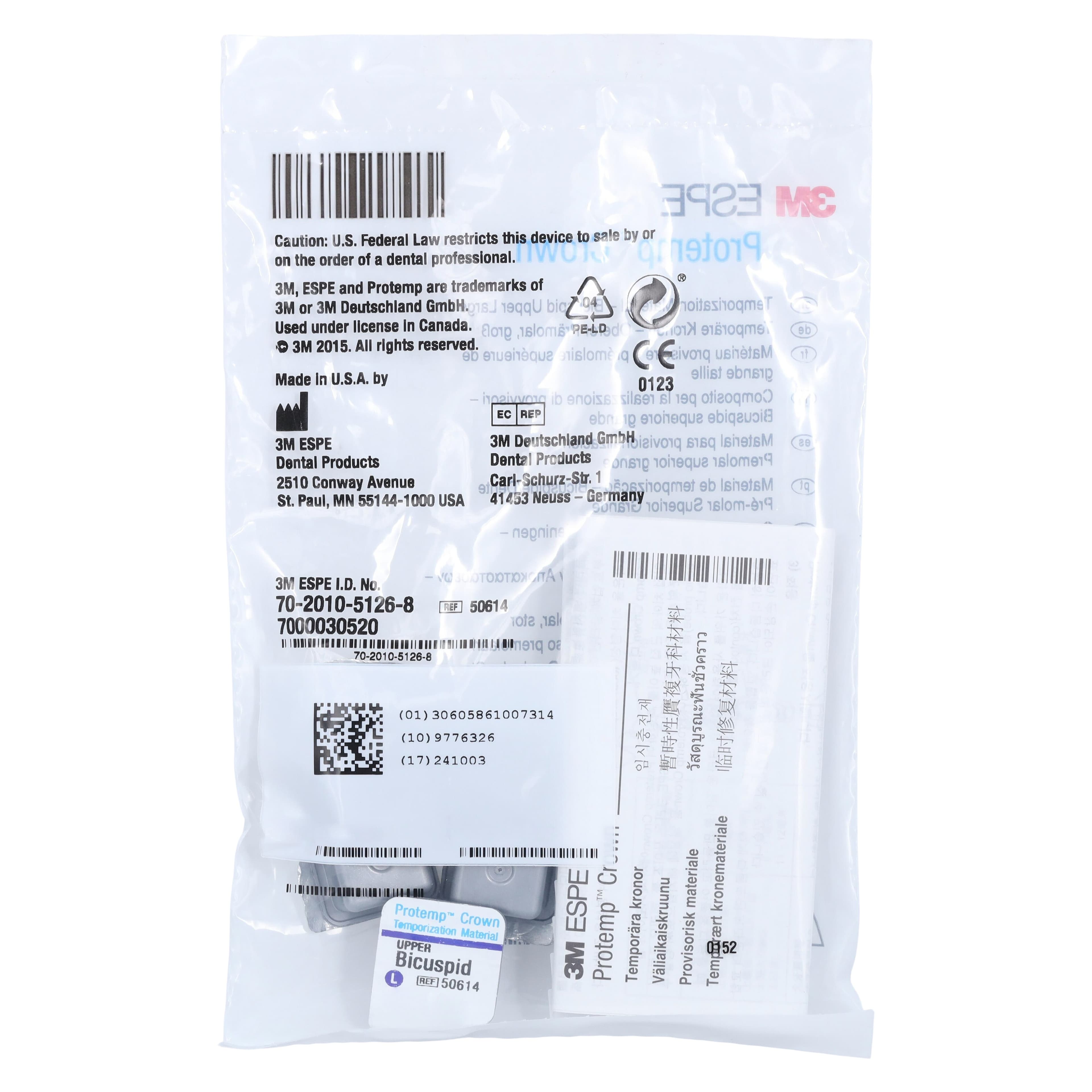 Protemp Crown Temporization Material, Adult Refill, Upper Large Bicuspid, Universal Shade, 5/Pk, 50614 thumbnail 6