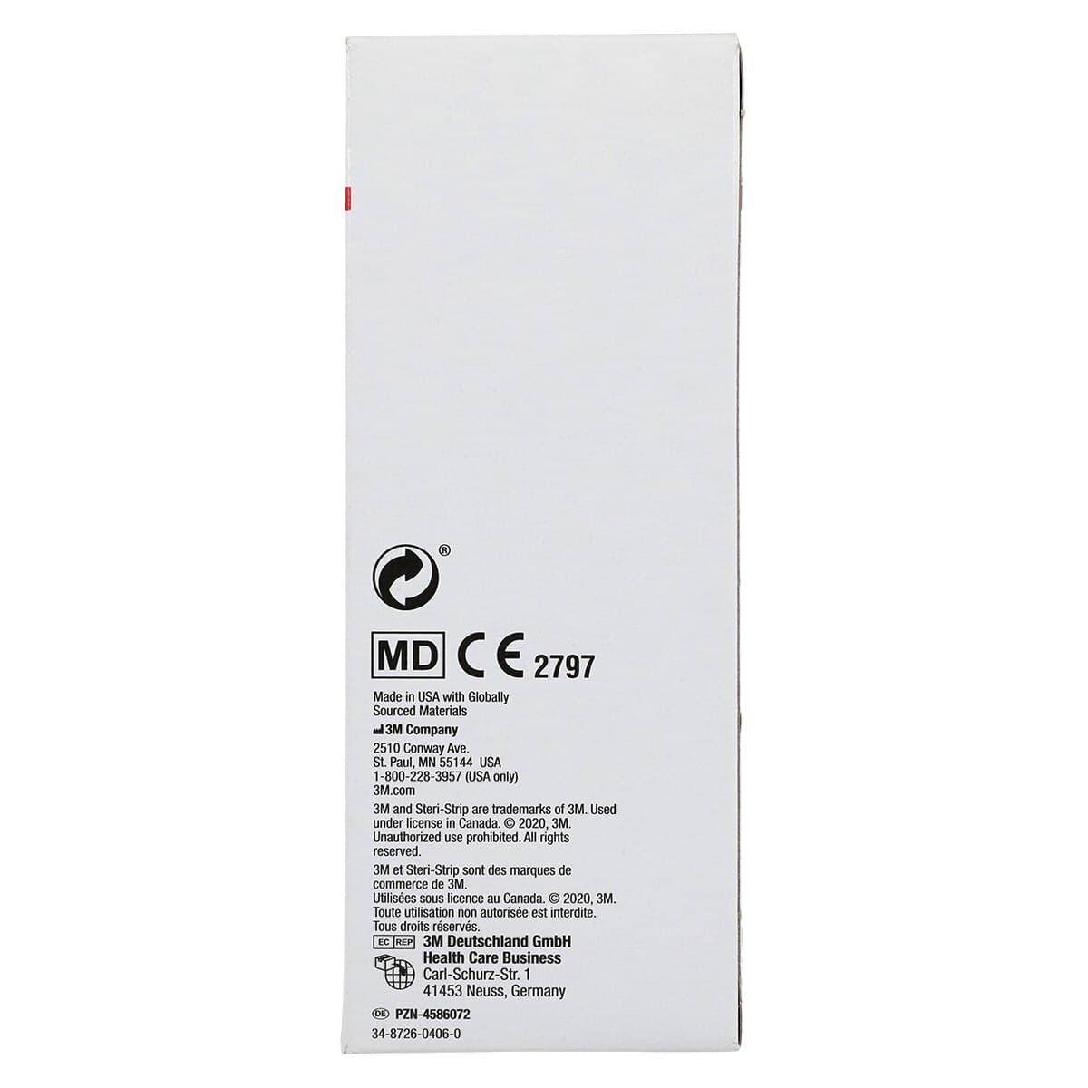 3M Steri-Strip Reinforced Adhesive Skin Closures, 1/4" x 3", White, 3 Strips/Env, 50 Env/Bx, R1541 thumbnail 6
