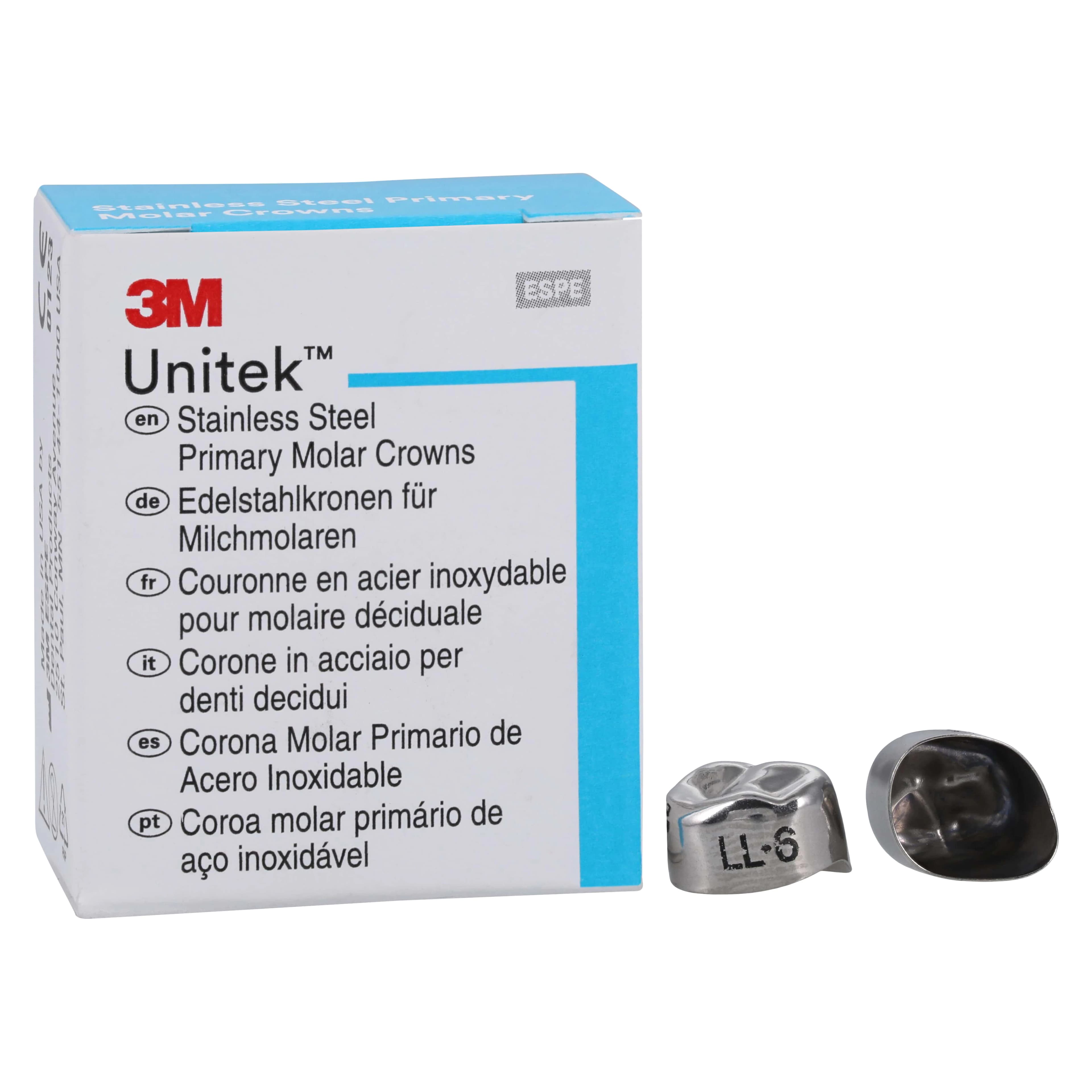 3M Unitek Stainless Steel Primary Molar Crown, Lower Left First Molar, Size 6 (LL6), 5/Box, 900136 thumbnail 2