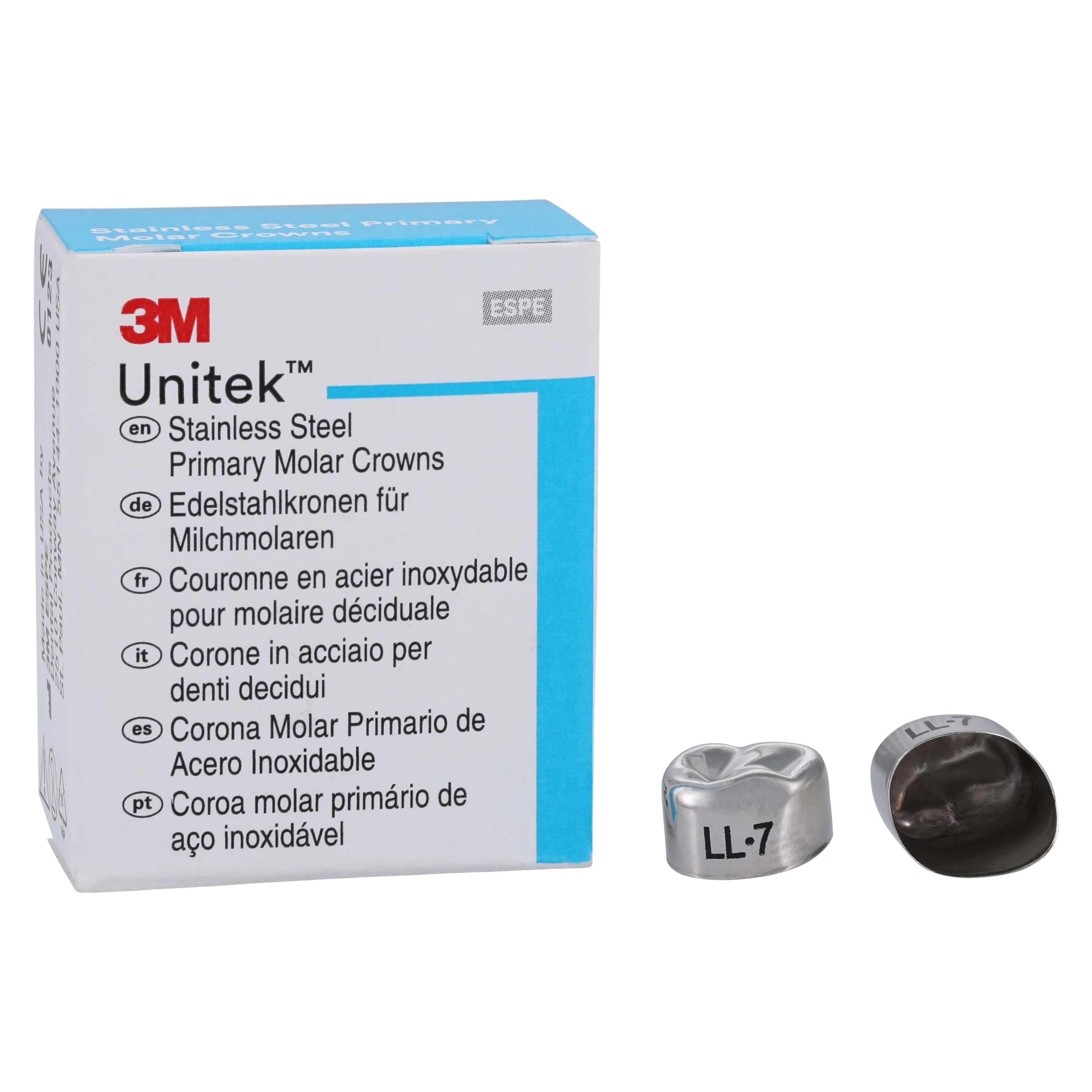 3M Unitek Stainless Steel Primary Molar Crown, Lower Left First Molar, Size 7 (1LL7), 5/Box, 900137 thumbnail 2
