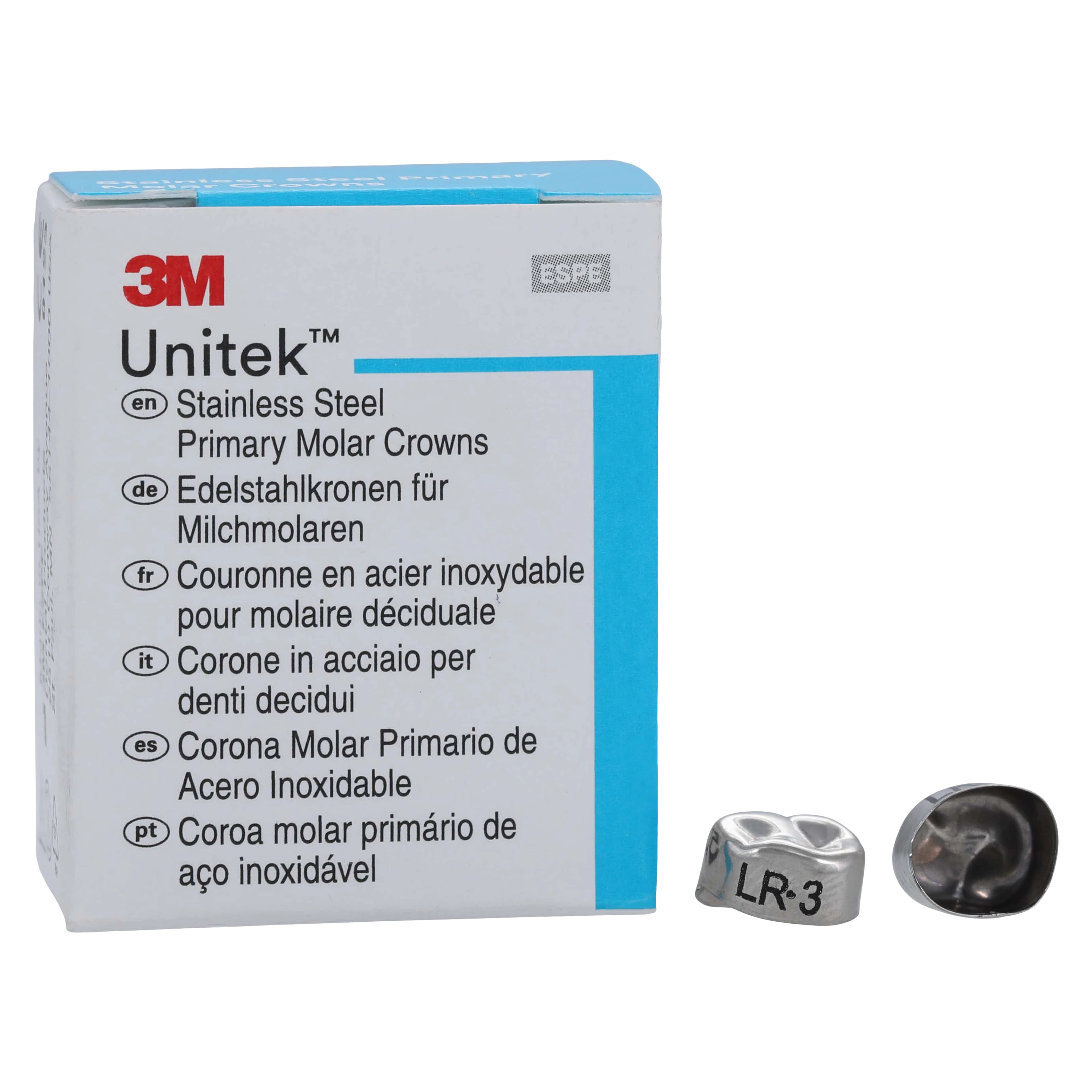 3M Unitek Stainless Steel Primary Molar Crown, Lower Right First Molar, Size 3 (LR3), 5/Box, 900143 thumbnail 2