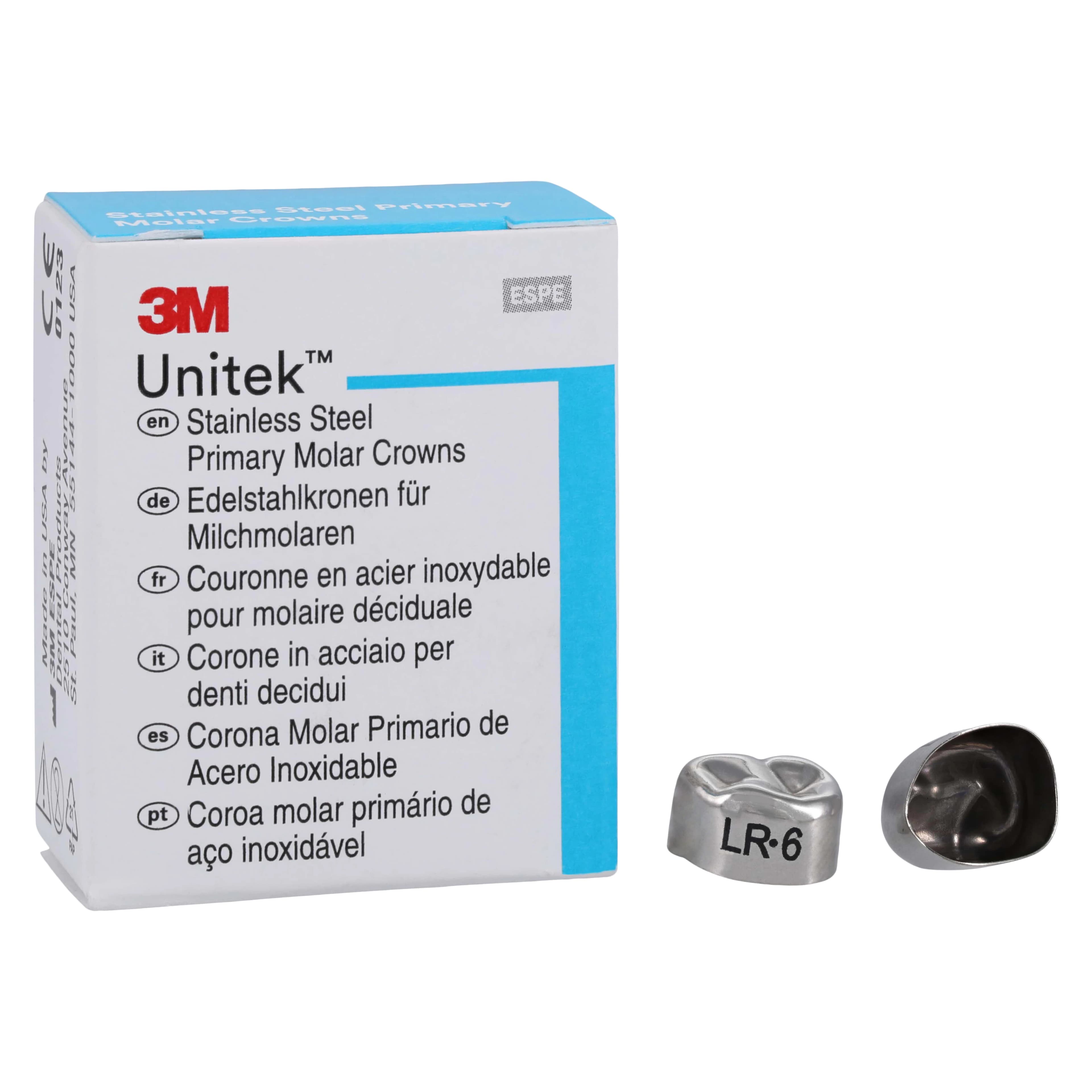 3M Unitek Stainless Steel Primary Molar Crown, First Primary Molar, Lower Right, Size 6 (LR6), 5/Pk, 900146 thumbnail 2