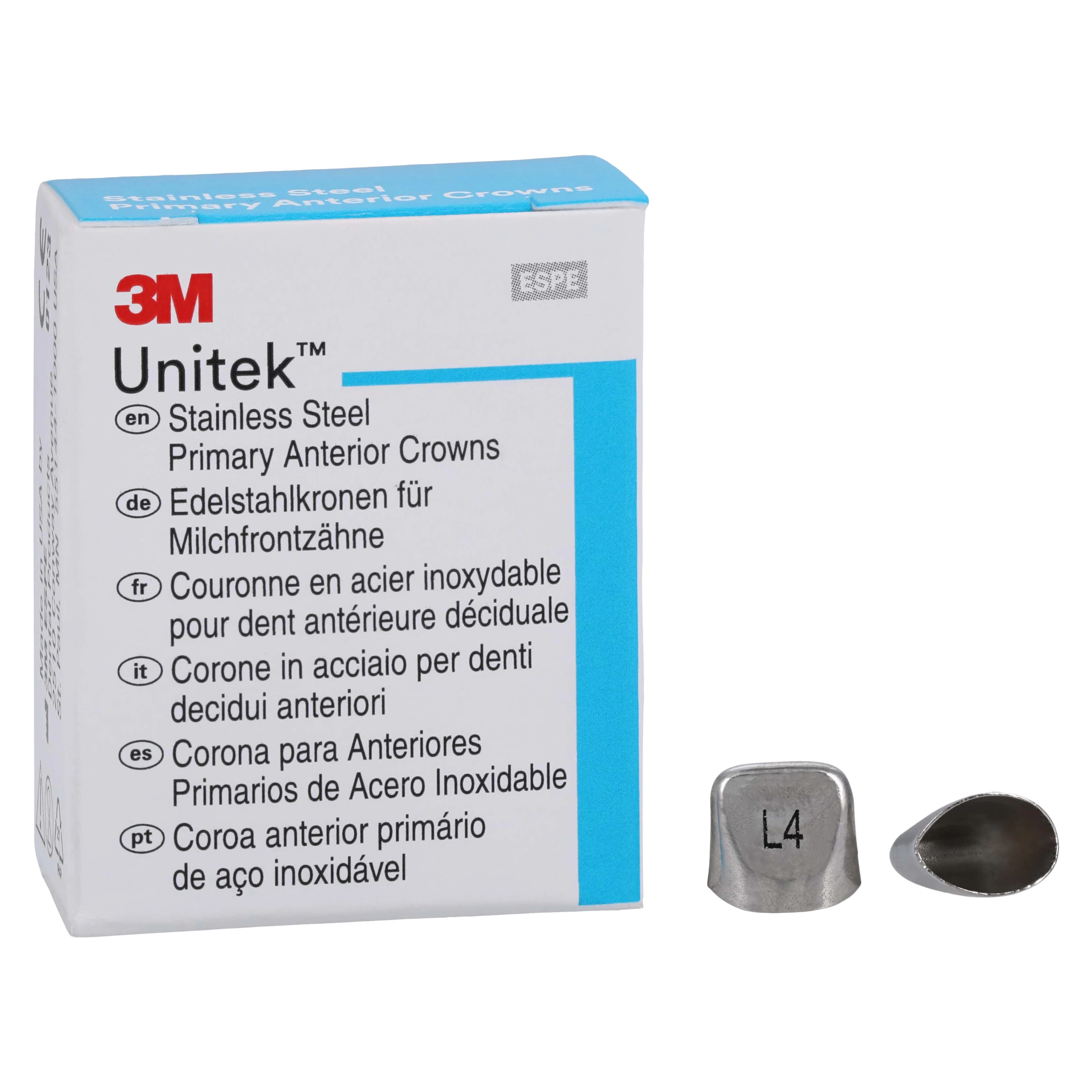 3M Unitek Stainless Steel Primary Anterior Crown, Upper Left Central, Size 4 (UL4), 5/Box, 907004 thumbnail 2