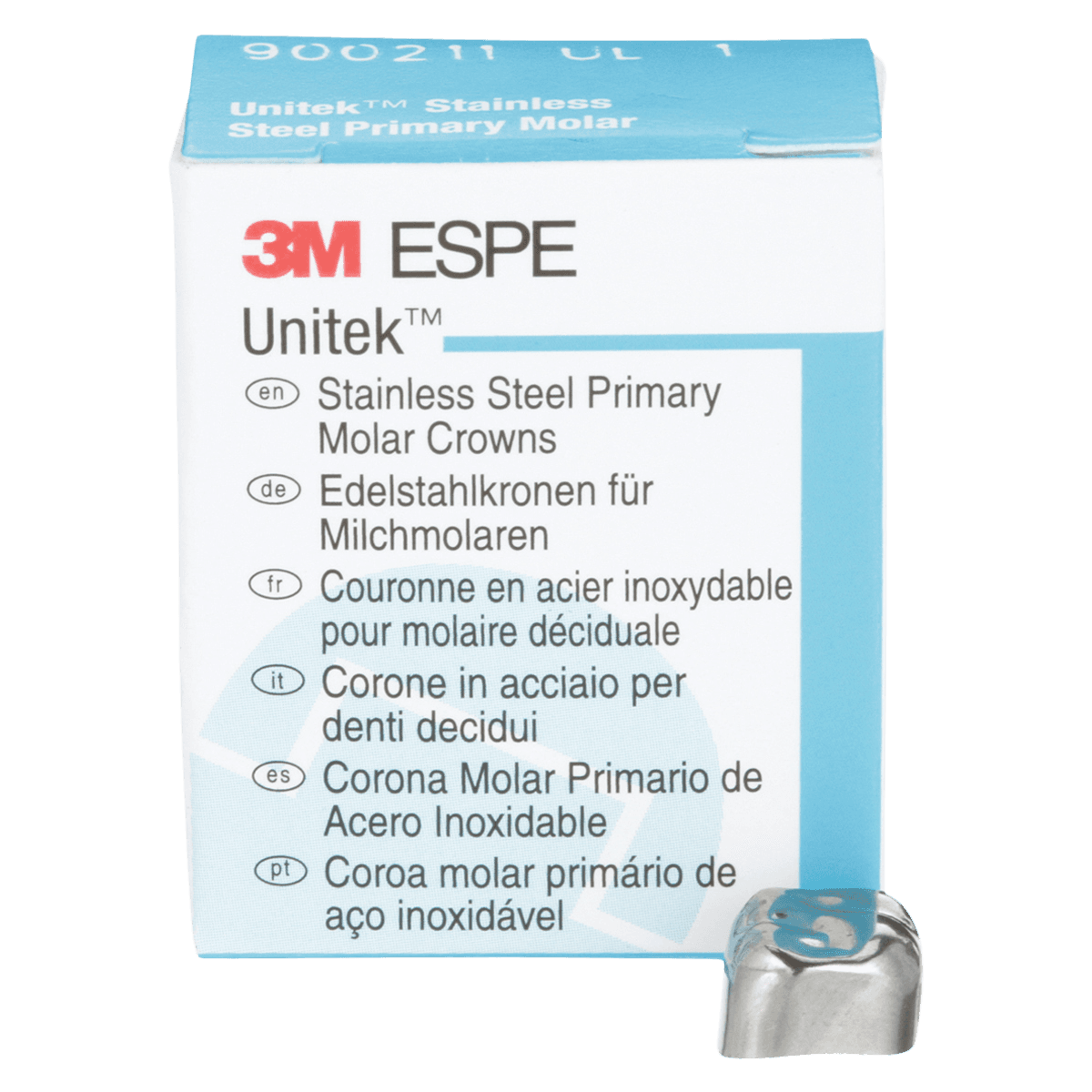 3M Unitek Stainless Steel Primary Molar Crown, Second Primary Molar, Upper Left, Size 1 (UL1), 5/Pk, 900211 thumbnail 2
