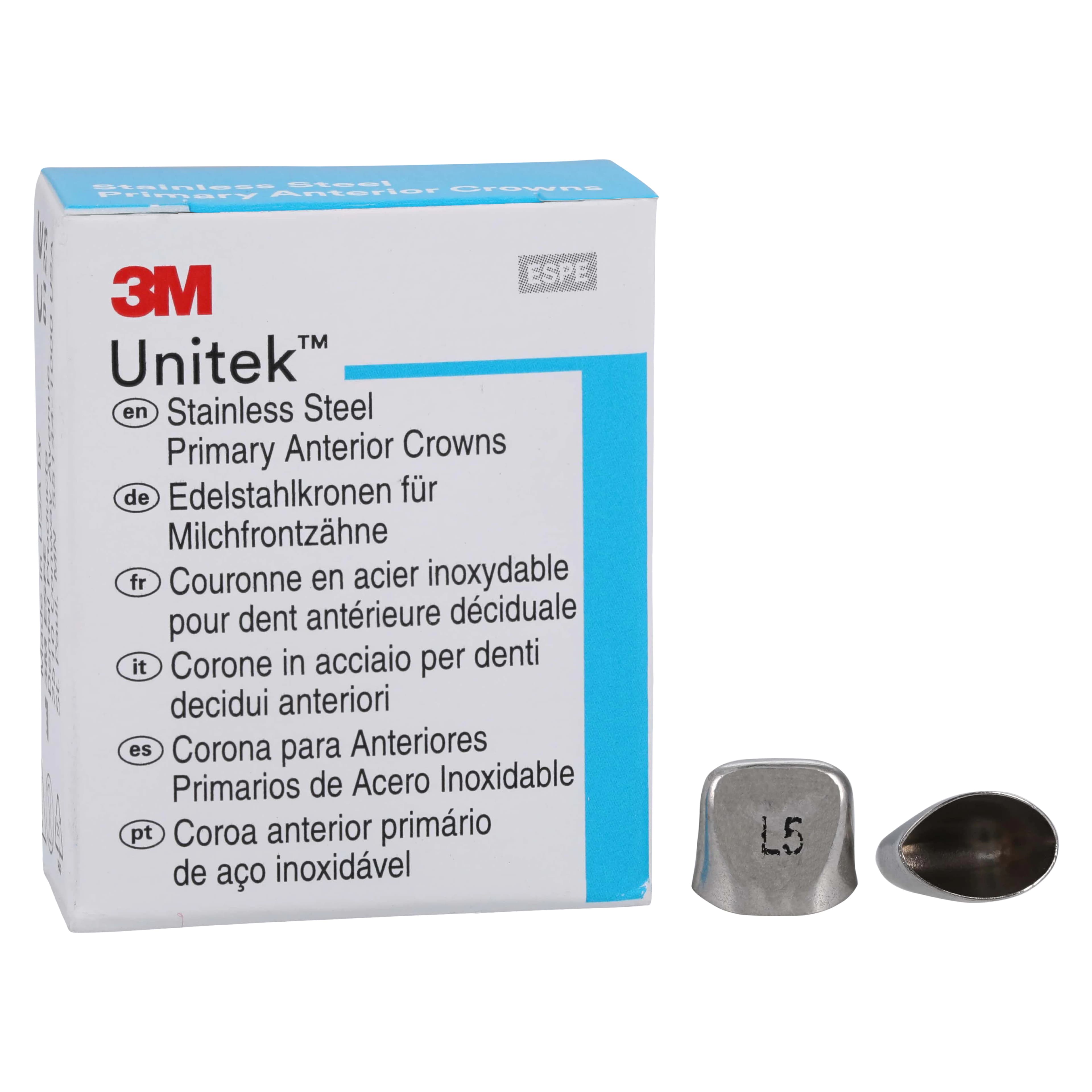 3M Unitek Stainless Steel Primary Anterior Crown, Upper Left Central, Size 5UL, 5/Box, 907005 thumbnail 2