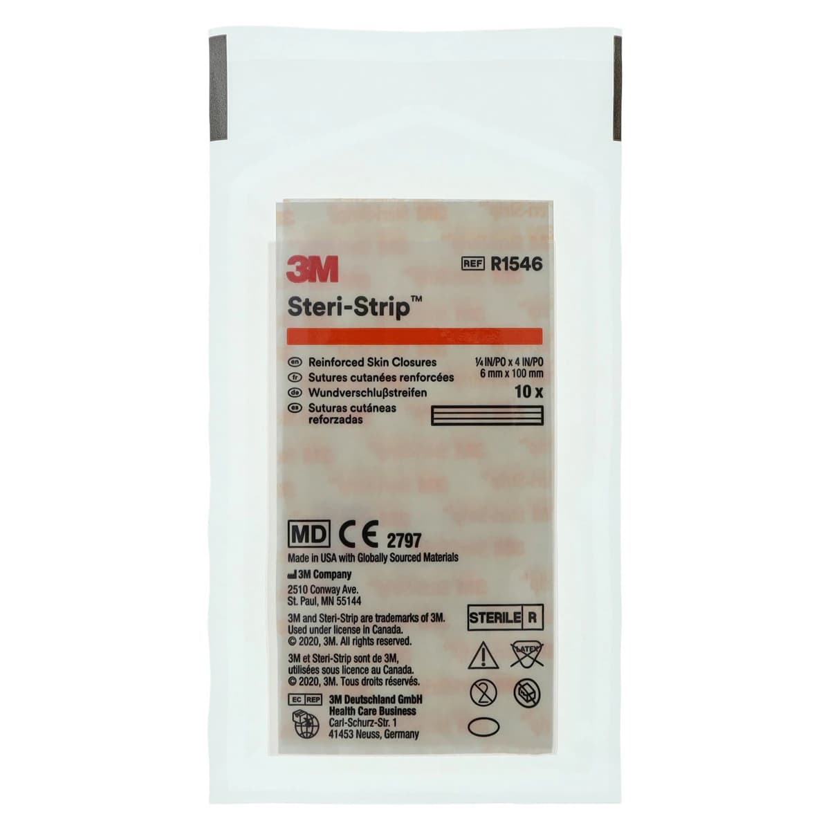 3M Steri-Strip Adhesive Skin Closures, Reinforced, 1/4" x 4", White, 50/Box, R1546 thumbnail 3