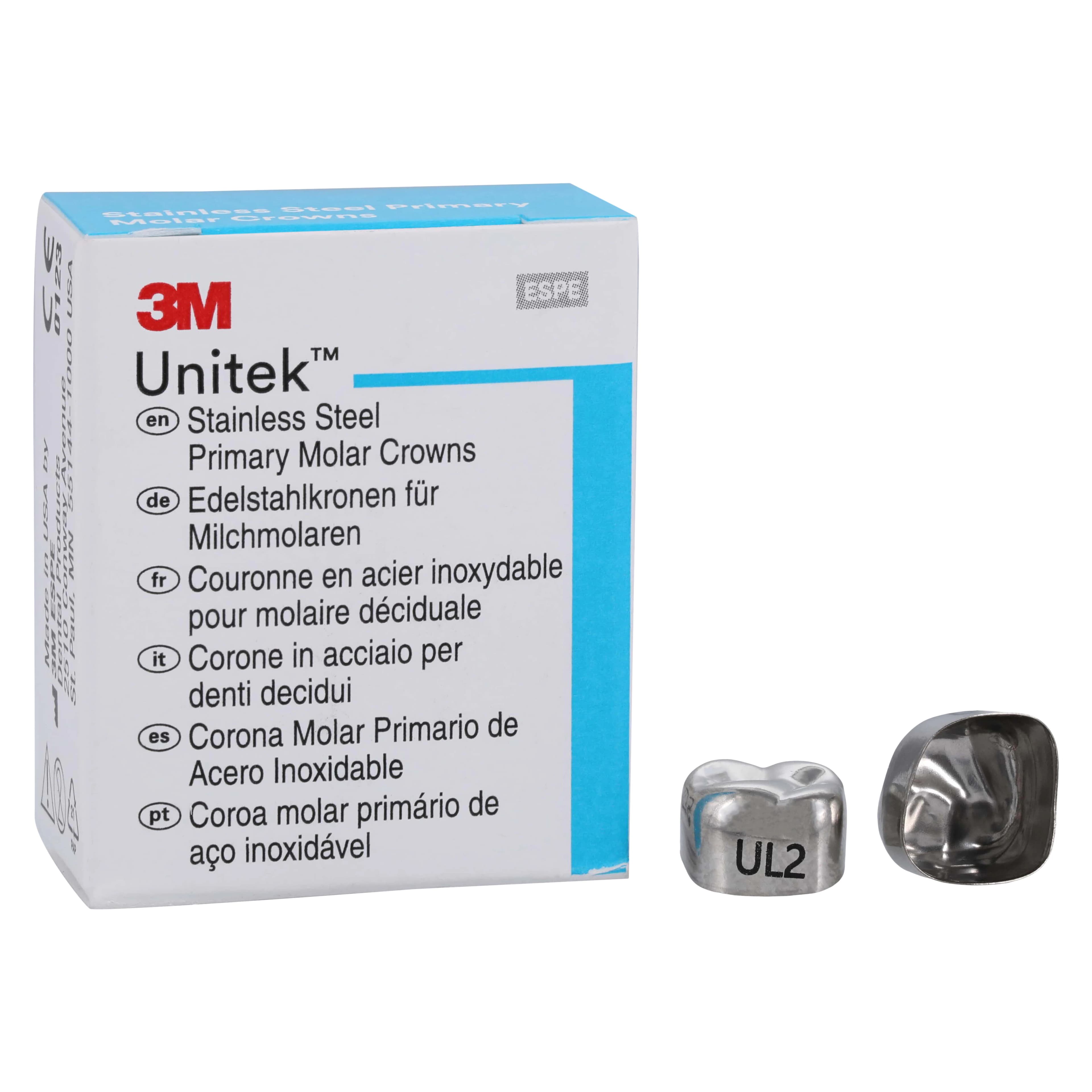 3M Unitek Stainless Steel Primary Molar Crown, Upper Left Second Primary Molar, Size 2UL2, 5/Box, 900212 thumbnail 2
