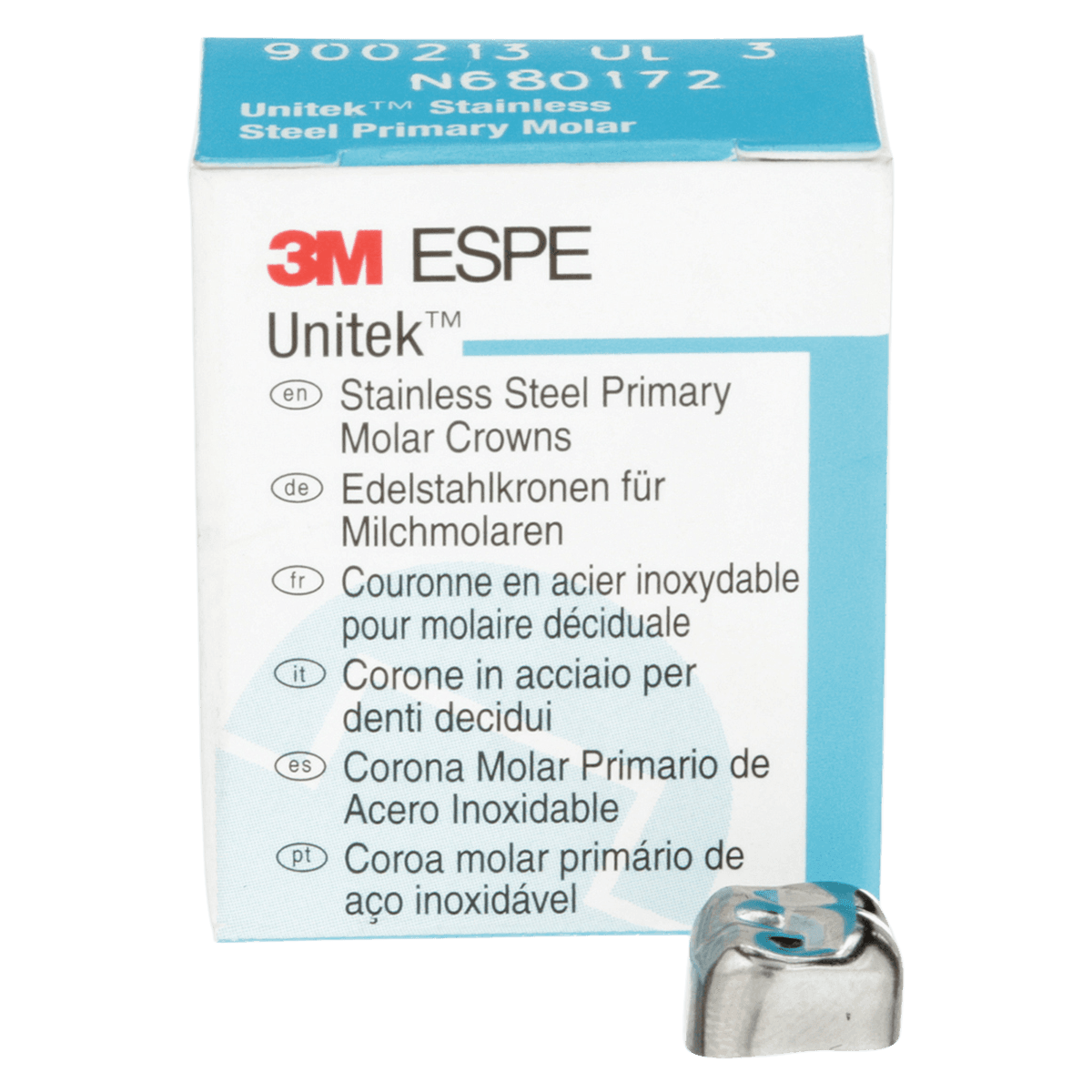3M Unitek Stainless Steel Primary Molar Crown, Second Primary Molar, Upper Left, Size 3 (2UL3/UL3), 5/Pk, 900213 thumbnail 2
