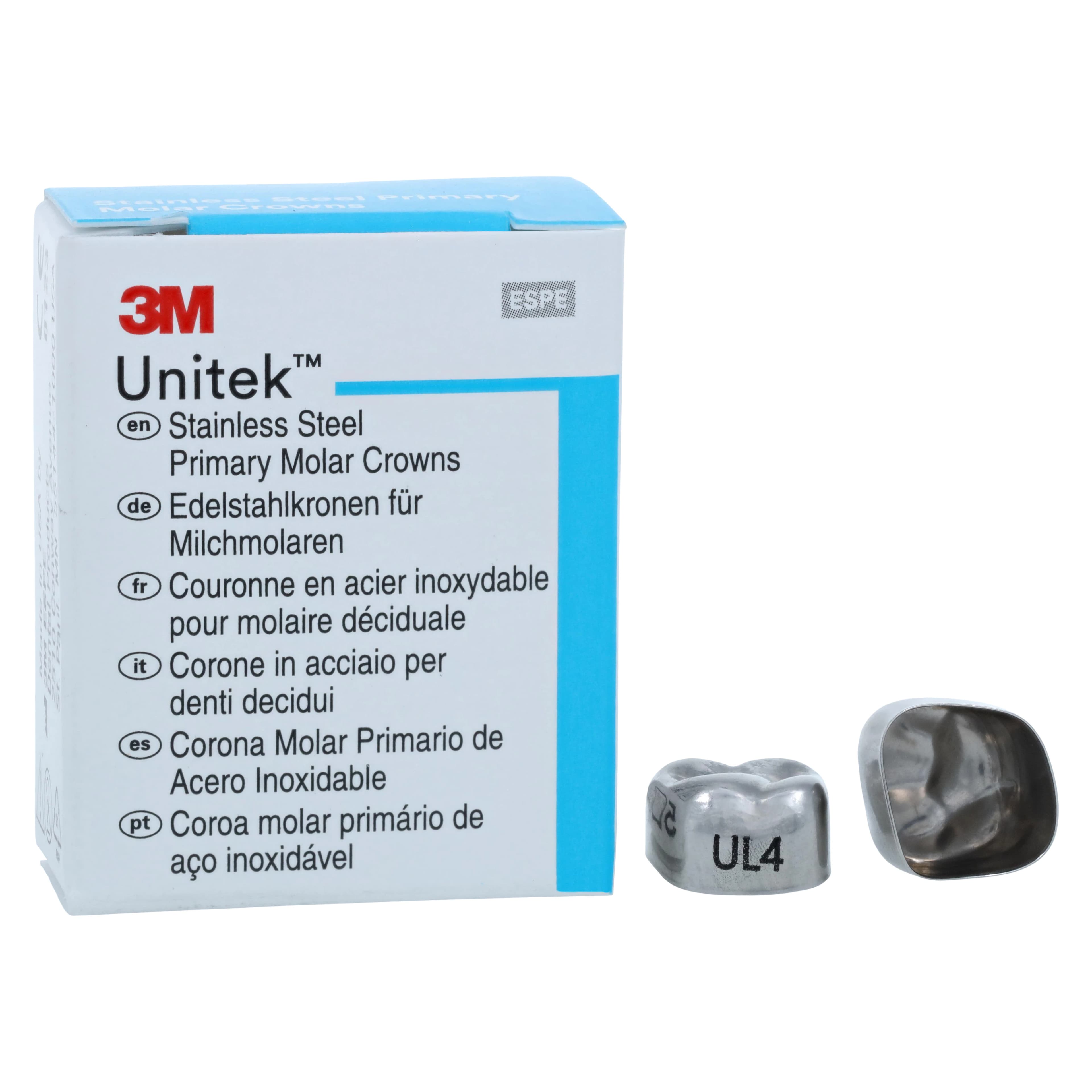 3M Unitek Stainless Steel Primary Molar Crown, Upper Left Second Primary Molar, Size 4 (2UL4/UL4), 5/Box, 900214 thumbnail 2