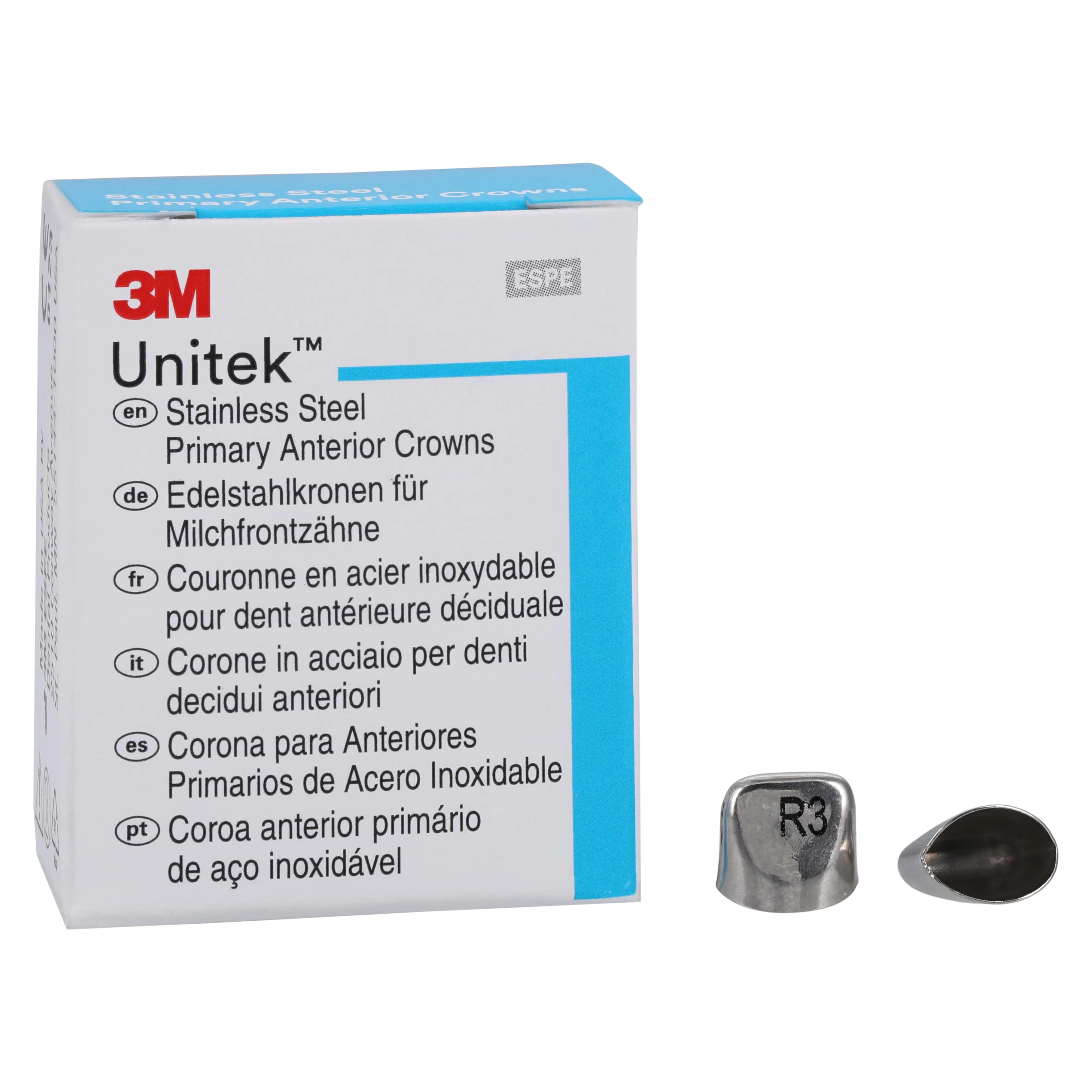 3M Unitek Stainless Steel Primary Anterior Crown, Upper Right Central, Size 3 (URC3), 5/Box, 907013 thumbnail 2