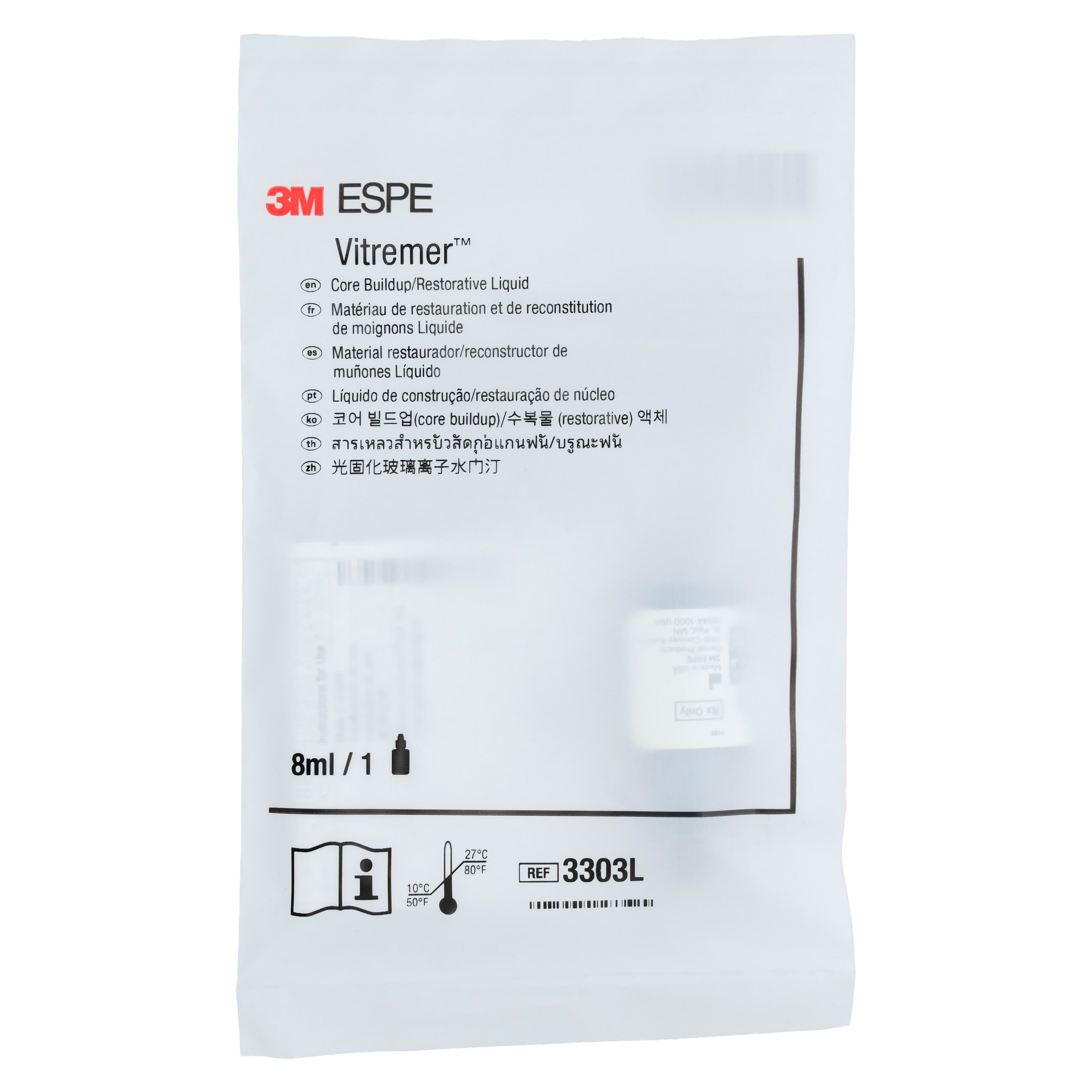 3M Vitremer Core Buildup/Restorative Glass Ionomer Liquid Refill, 8 ml Bottle, 3303L thumbnail 3