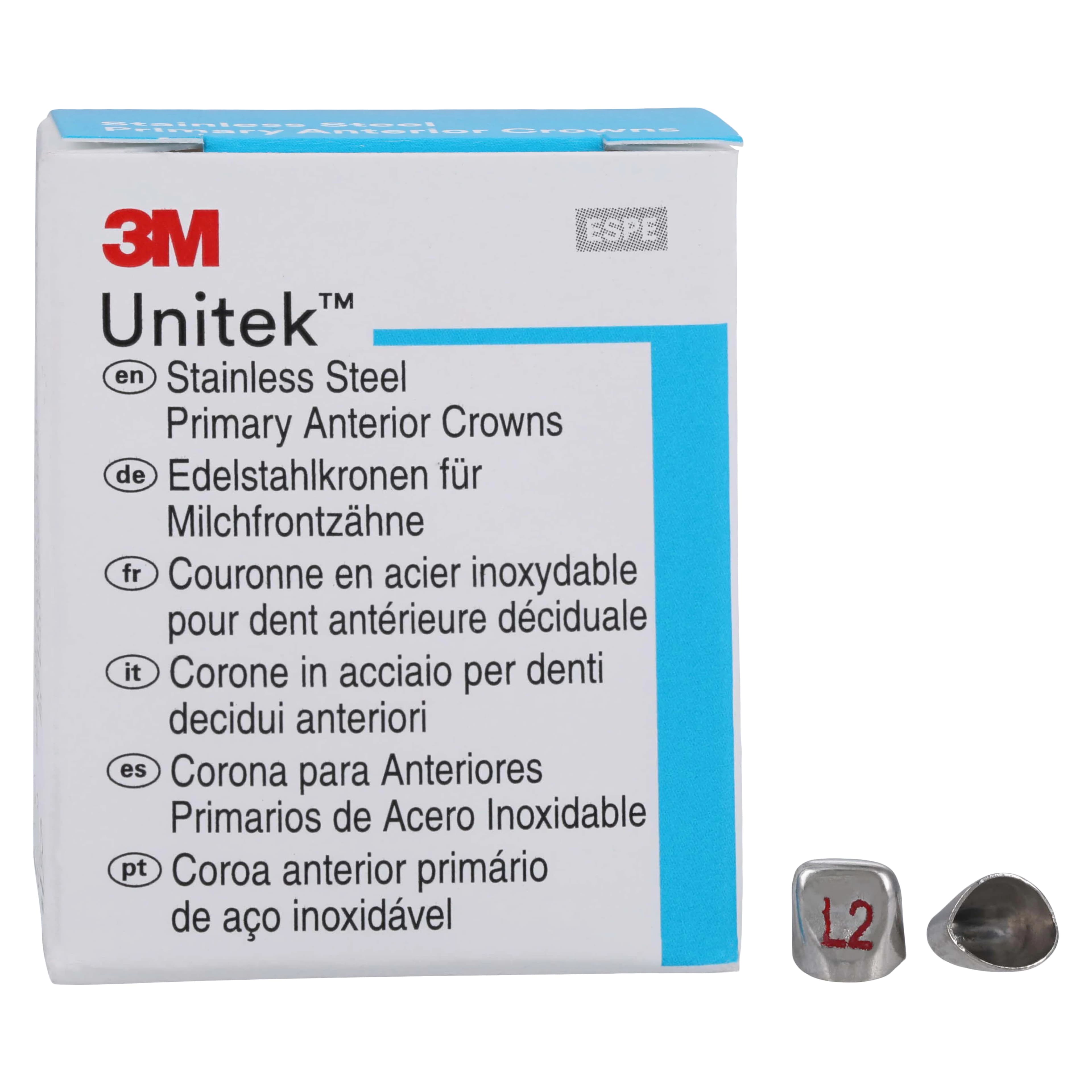3M Unitek Stainless Steel Primary Anterior Crowns, Upper Left Lateral, Size 2 (ULL2), 5/Box, 907022 thumbnail 2