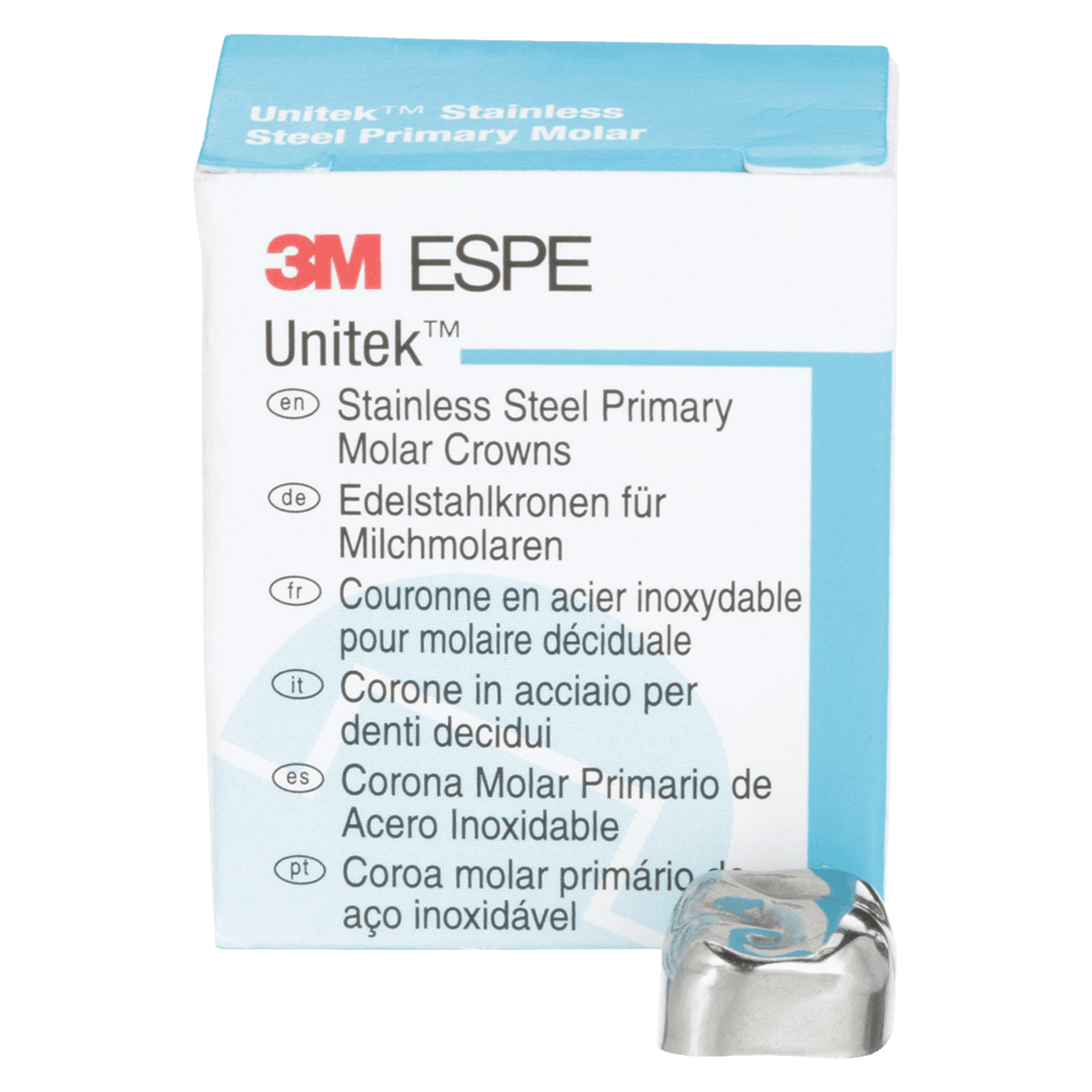 3M Unitek Stainless Steel Primary Molar Crown, Upper Right Second Primary Molar, Size 5 (UR5), 5/Box, 900225 thumbnail 2