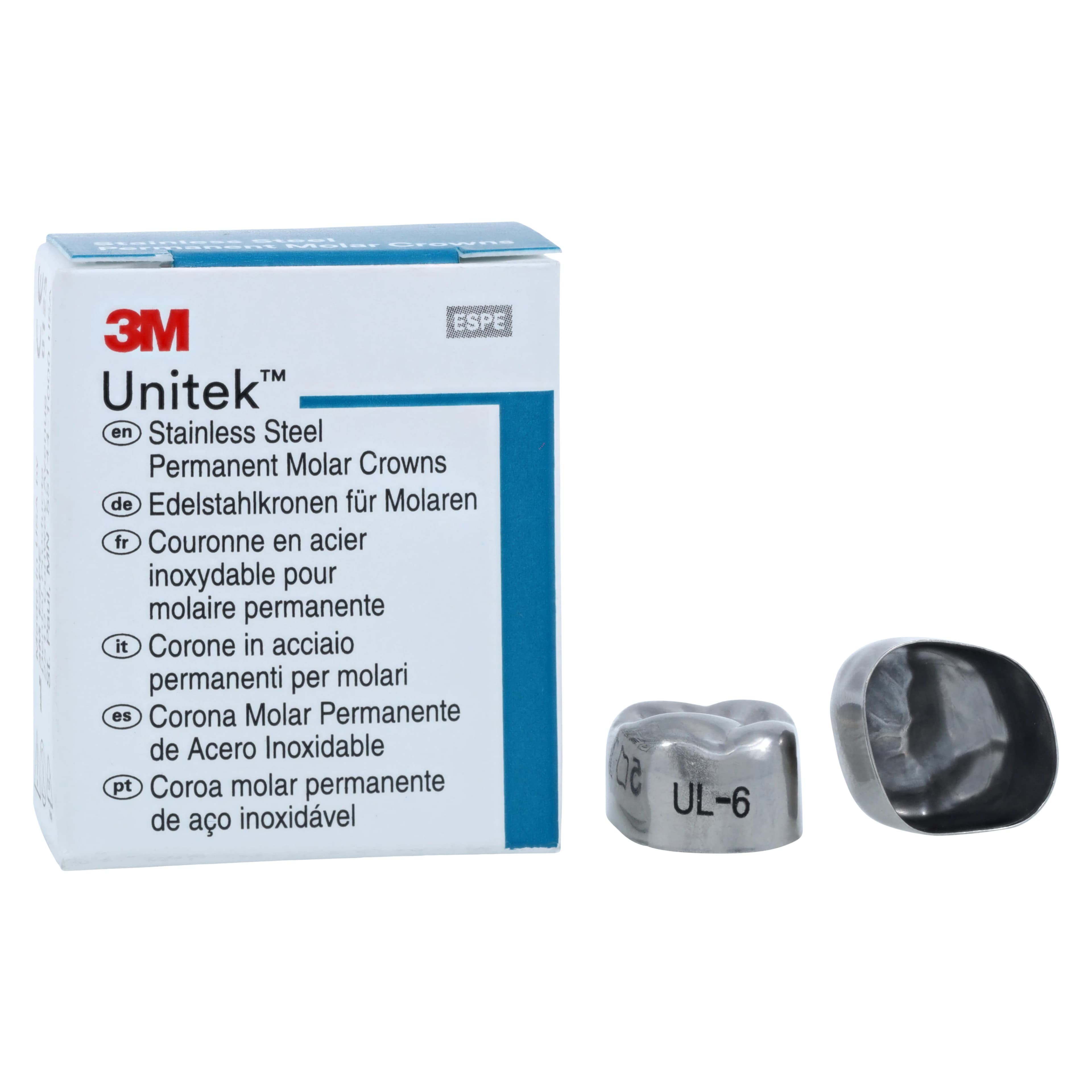 3M Unitek Stainless Steel Permanent Molar Crown, Upper Left First Permanent Molar, Size 6 (1UL6), 5/Box, 900316 thumbnail 2