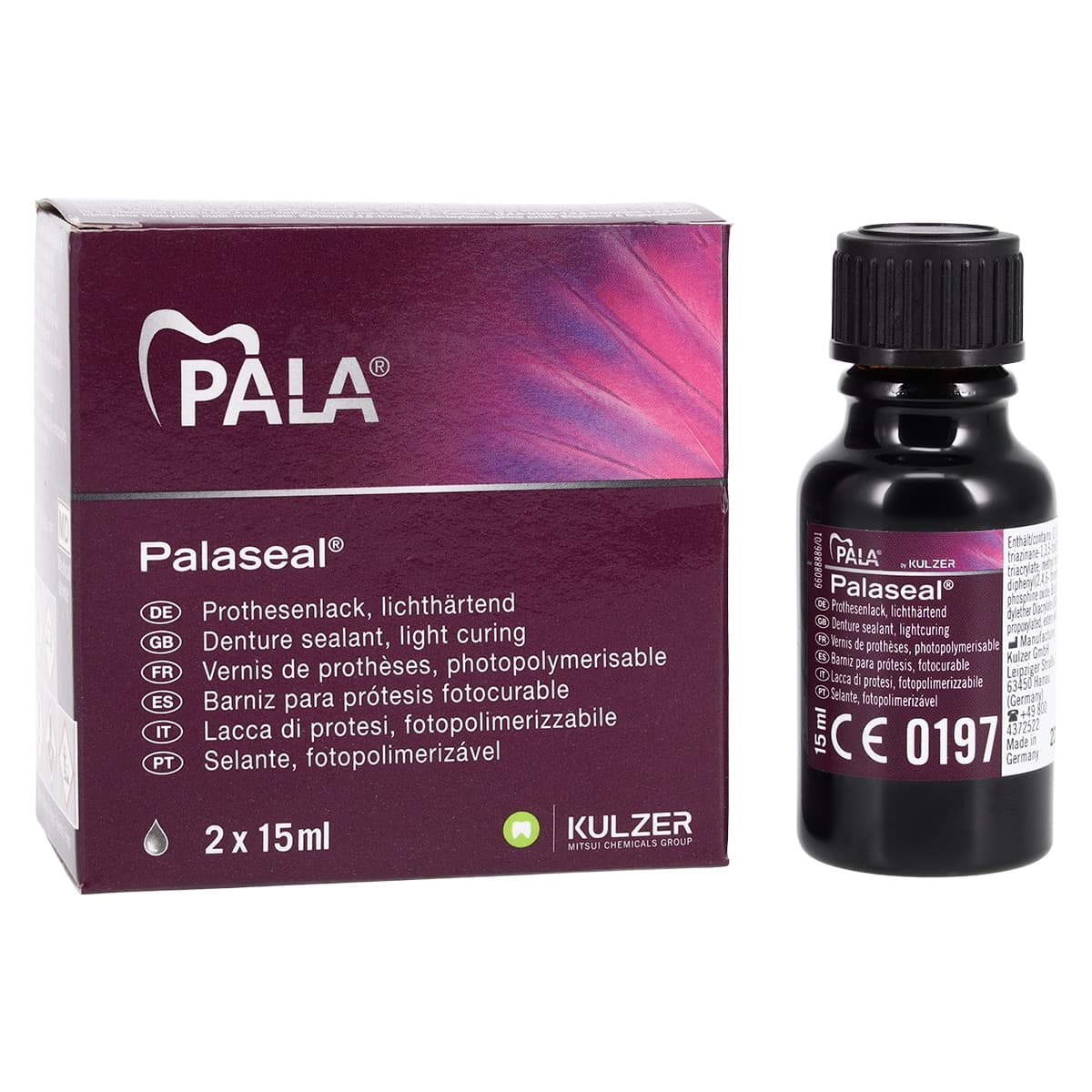 Kulzer Palaseal Light-Curing Denture Sealant, 15 mL Bottles, 2/Pkg, 64708063 - Palaseal Liquid 2 x 15ml, 64708063 - Image 1