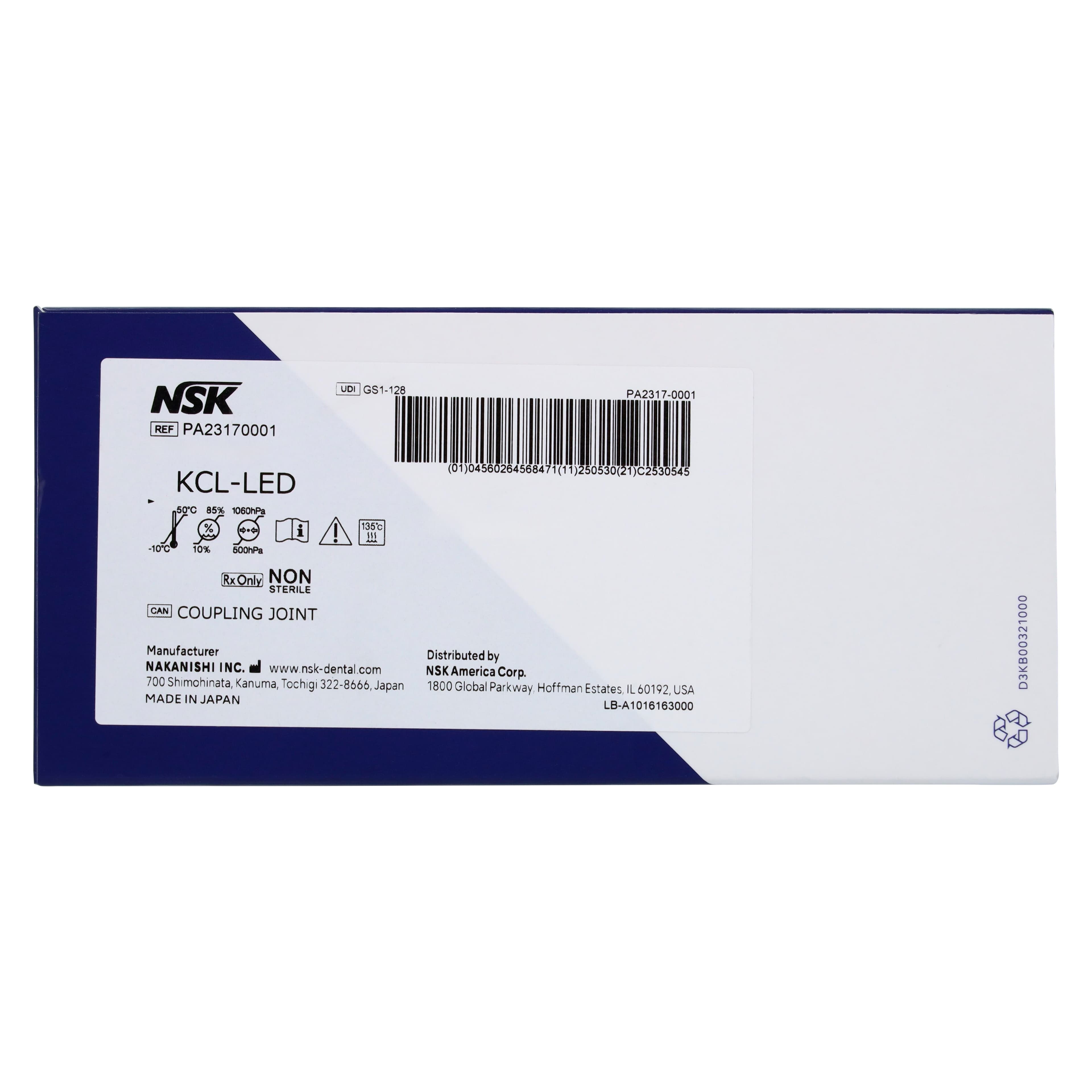 NSK Ti-Max X Series KCL-LED Handpiece Coupler, 6-Pin LED Optic, KaVo MULTIflex LUX Back End, Stainless Steel with Titanium Coating, 1 Each thumbnail 5