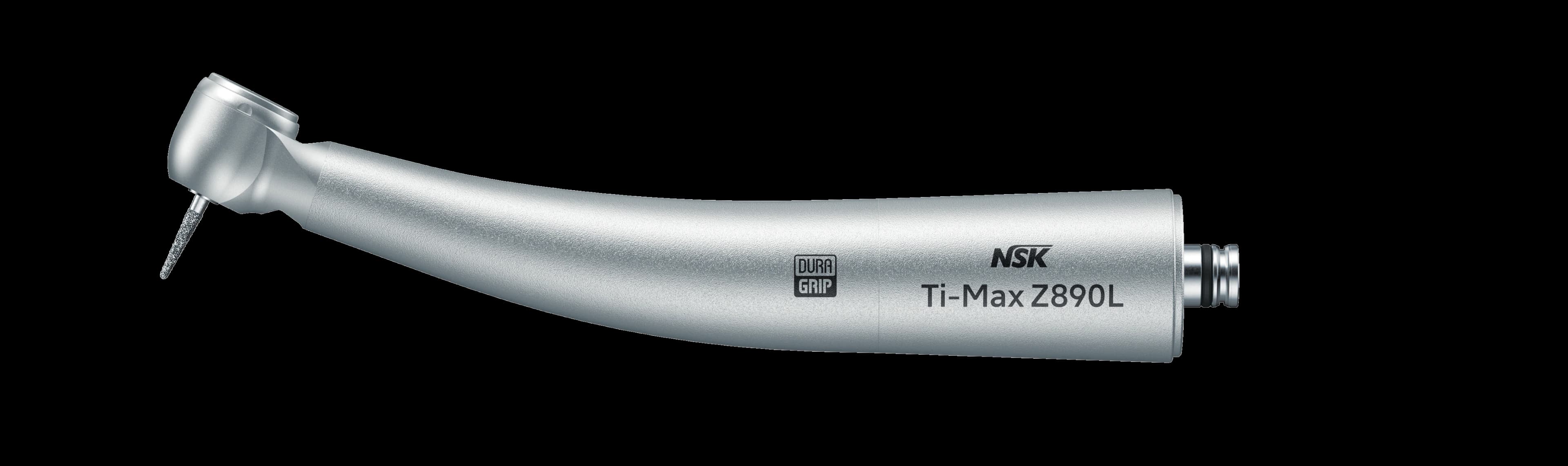 NSK Ti-Max Z890L Premium Series High Speed Air Handpiece, Miniature Head, Contra Angle, Push-Button Autochuck, Cellular Glass Optic, Quadruple Spray, NSK Backend, PA23720001 - Ti-Max Z890 Air Turbine - Image 1