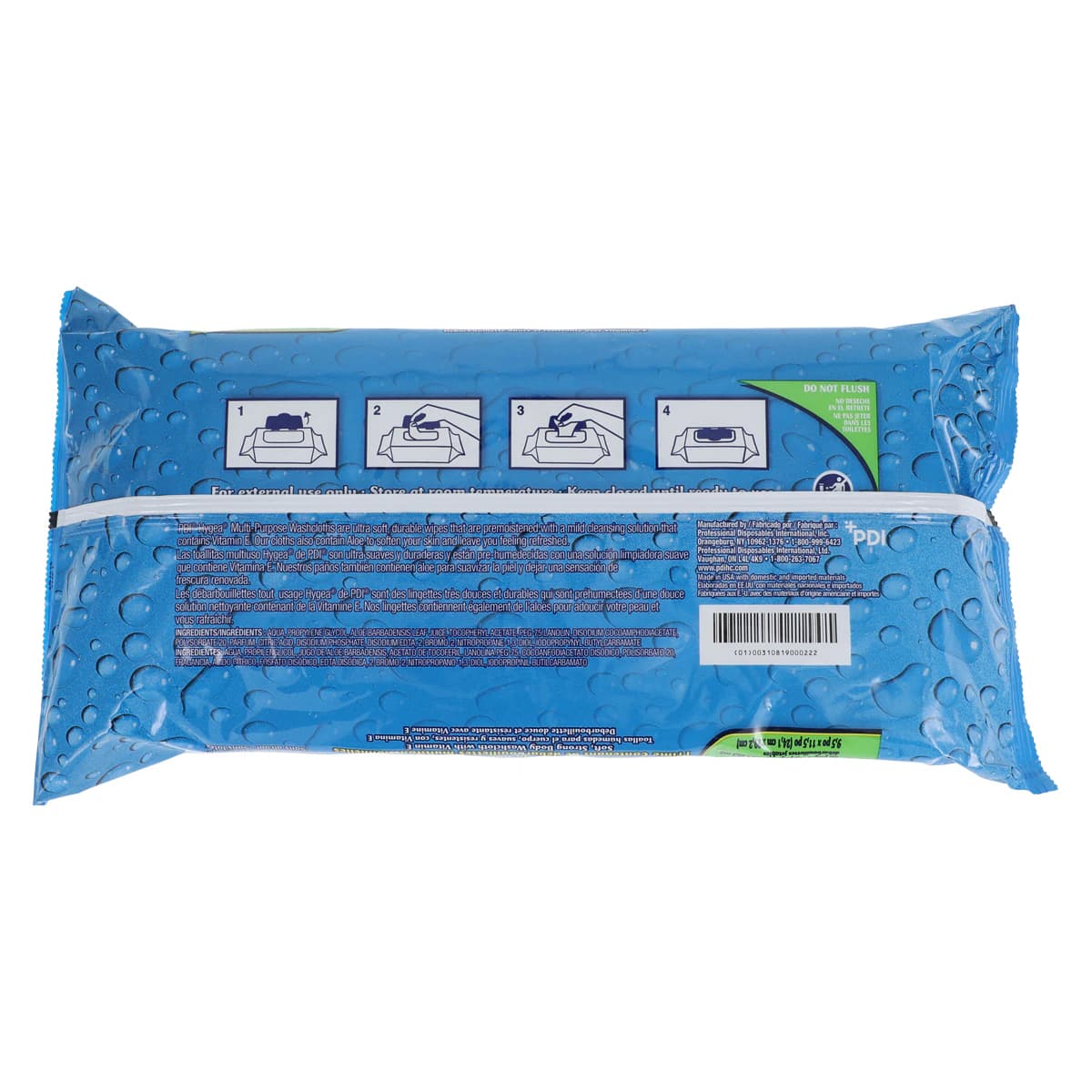 PDI Hygea Premium Multipurpose Disposable Washcloths, Aloe & Vitamin E, Light Fresh Scent, 9.5" x 11.5", 60/Pack, 6 Packs/Case, J14143 thumbnail 2