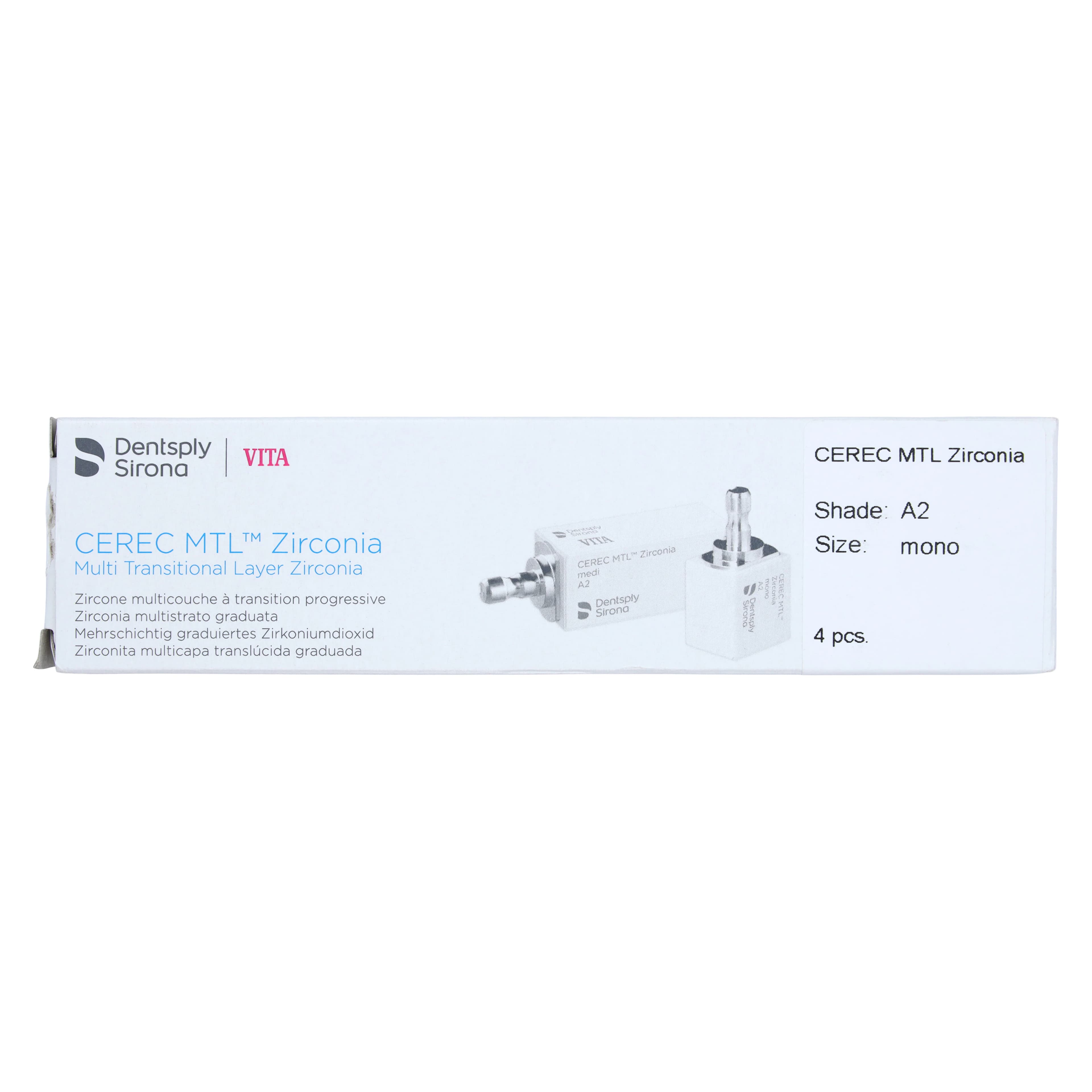 CEREC MTL Zirconia Mono Milling Blocks, Shade A2, 4/Box thumbnail 6