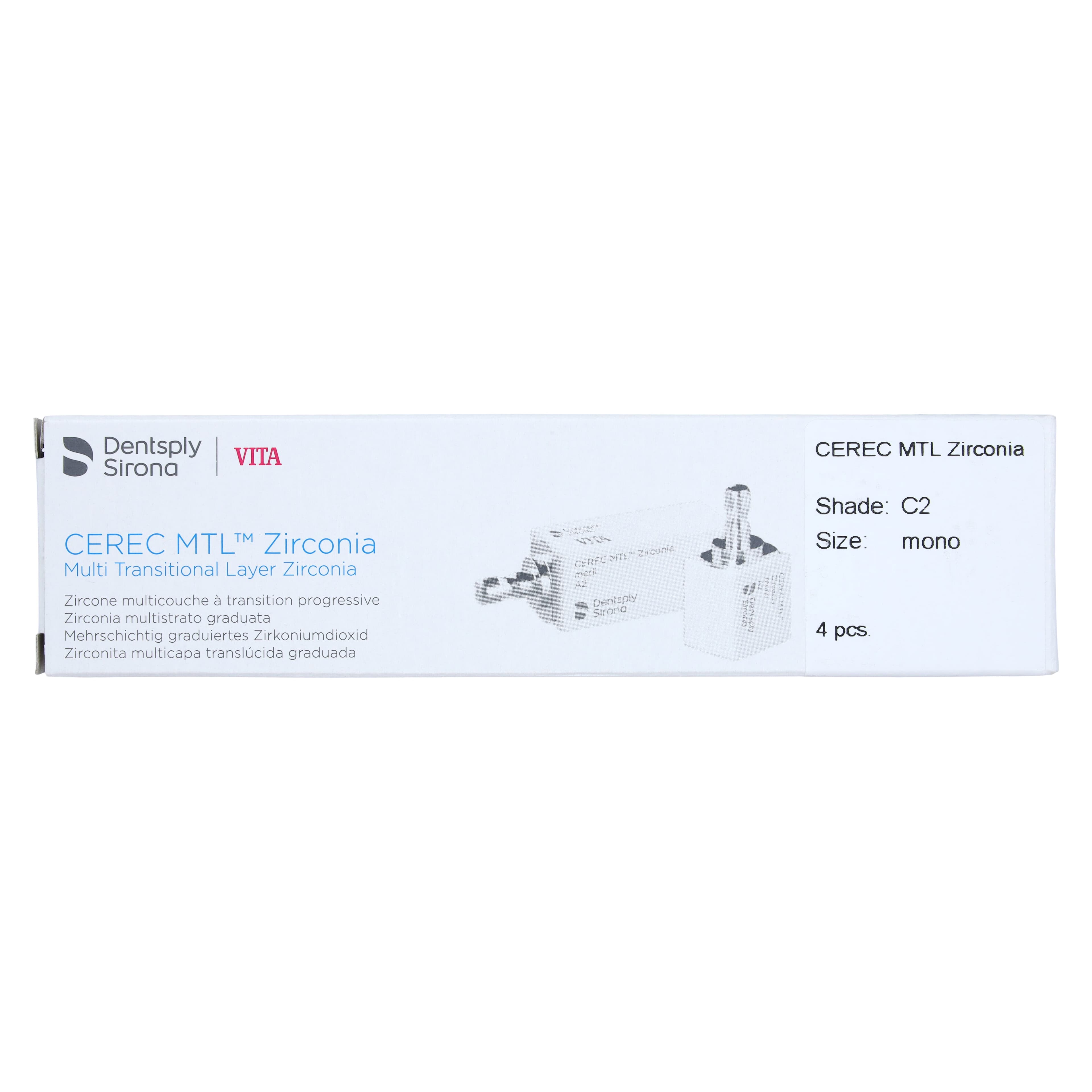 CEREC MTL Zirconia Mono Milling Blocks, Shade C2, 4/Box thumbnail 5