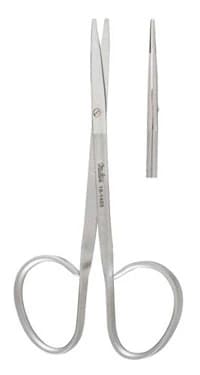 Miltex Strabismus Scissors, Straight, 4-1/4" (10.8 cm), Stainless Steel, Ribbon Handle - Scissor Strabis Ribbon 4-1/4" - Image 1