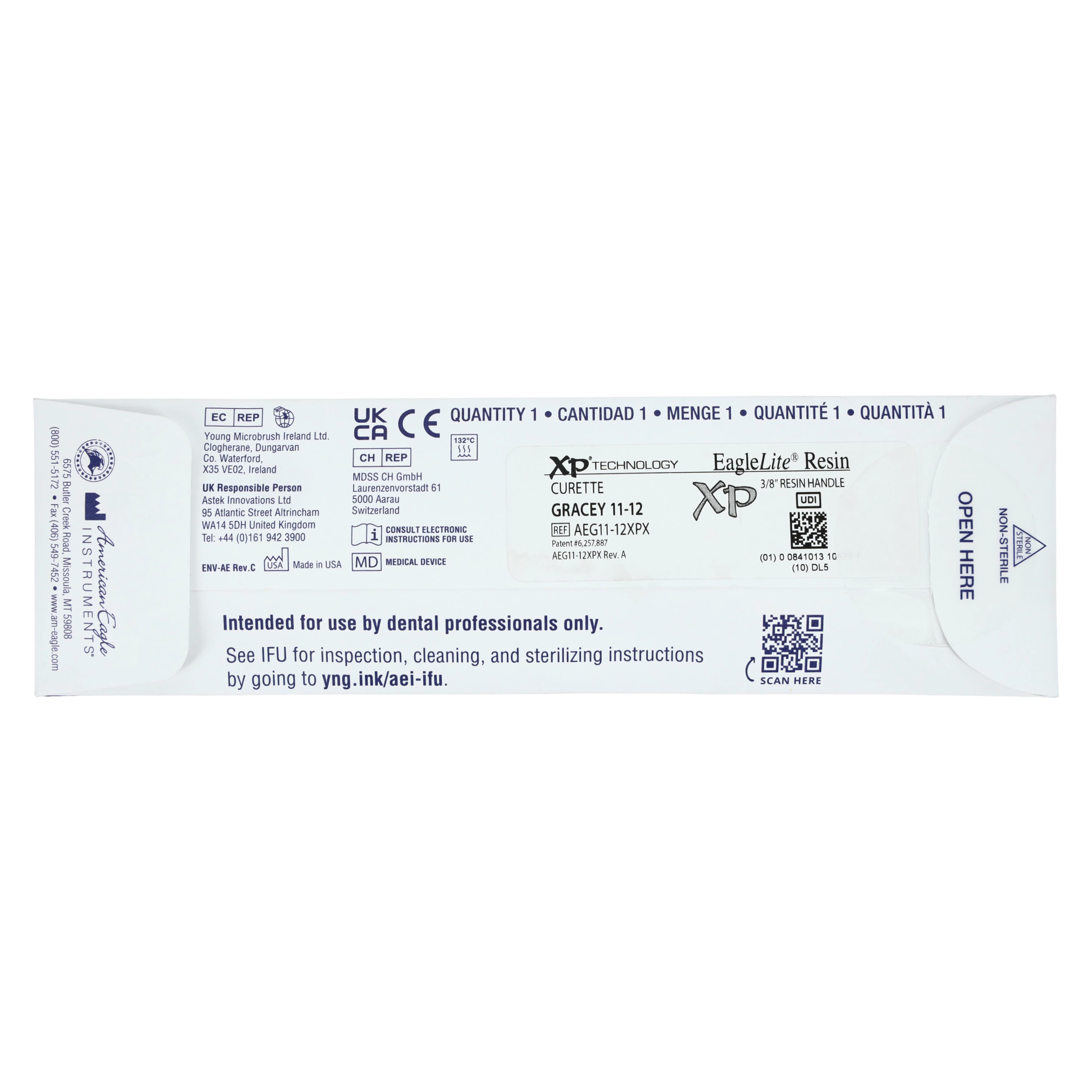 American Eagle Instruments Standard Gracey Curette, XP, #11-12, Posterior Mesial, EagleLite Resin Handle, 3/8", Orange, 1/Pk, AEG11-12XPX thumbnail 7
