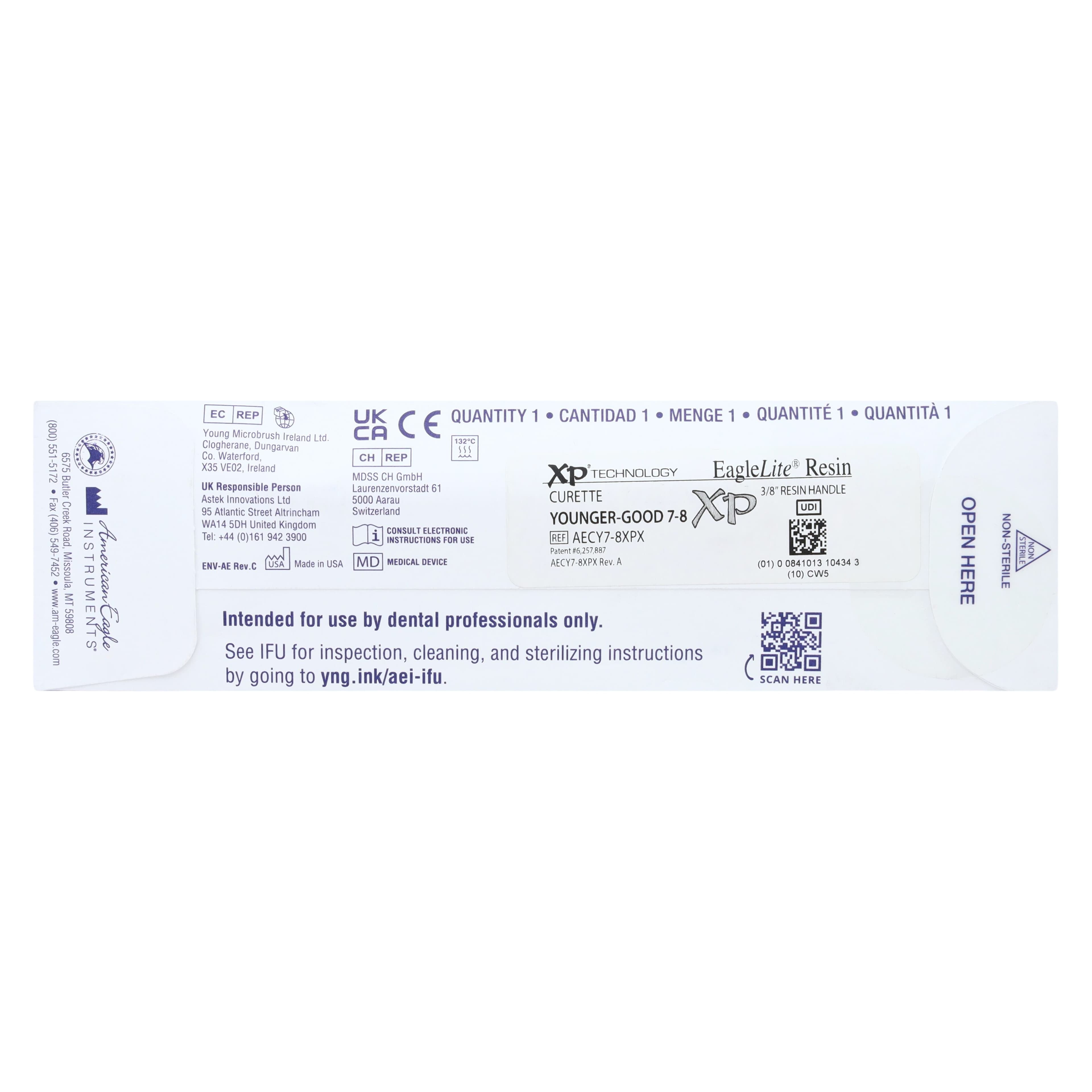 American Eagle Instruments XP Universal Curette #7-8 Younger-Good, Double-Ended, EagleLite Resin Handle, 3/8" Black, 1/Pk, AECY7-8XPX thumbnail 7