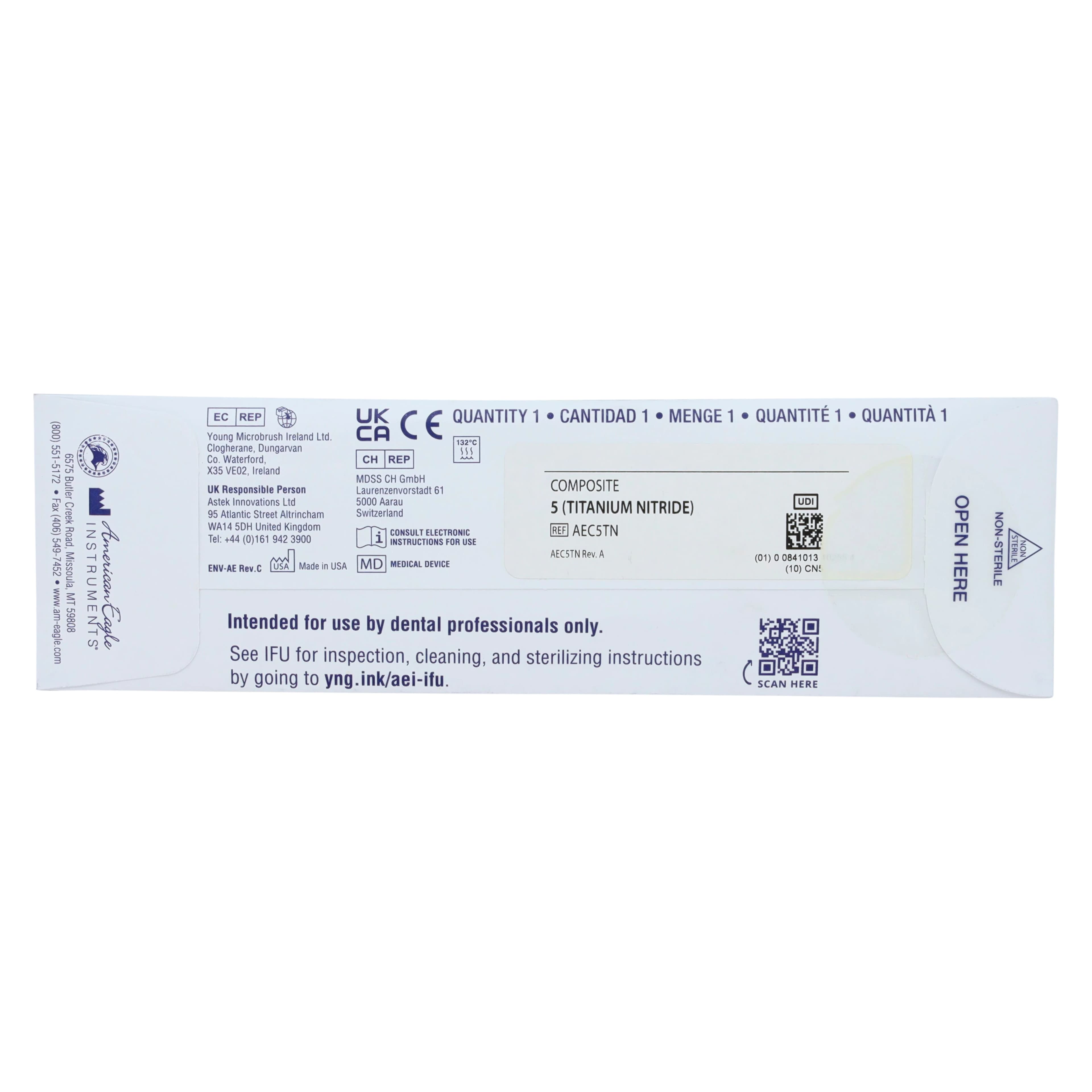 American Eagle Instruments Composite #5 Paddle/Plugger, XP Technology™, Titanium Nitride, Double End, Standard Handle, 1/4" Stainless Steel, Each thumbnail 7