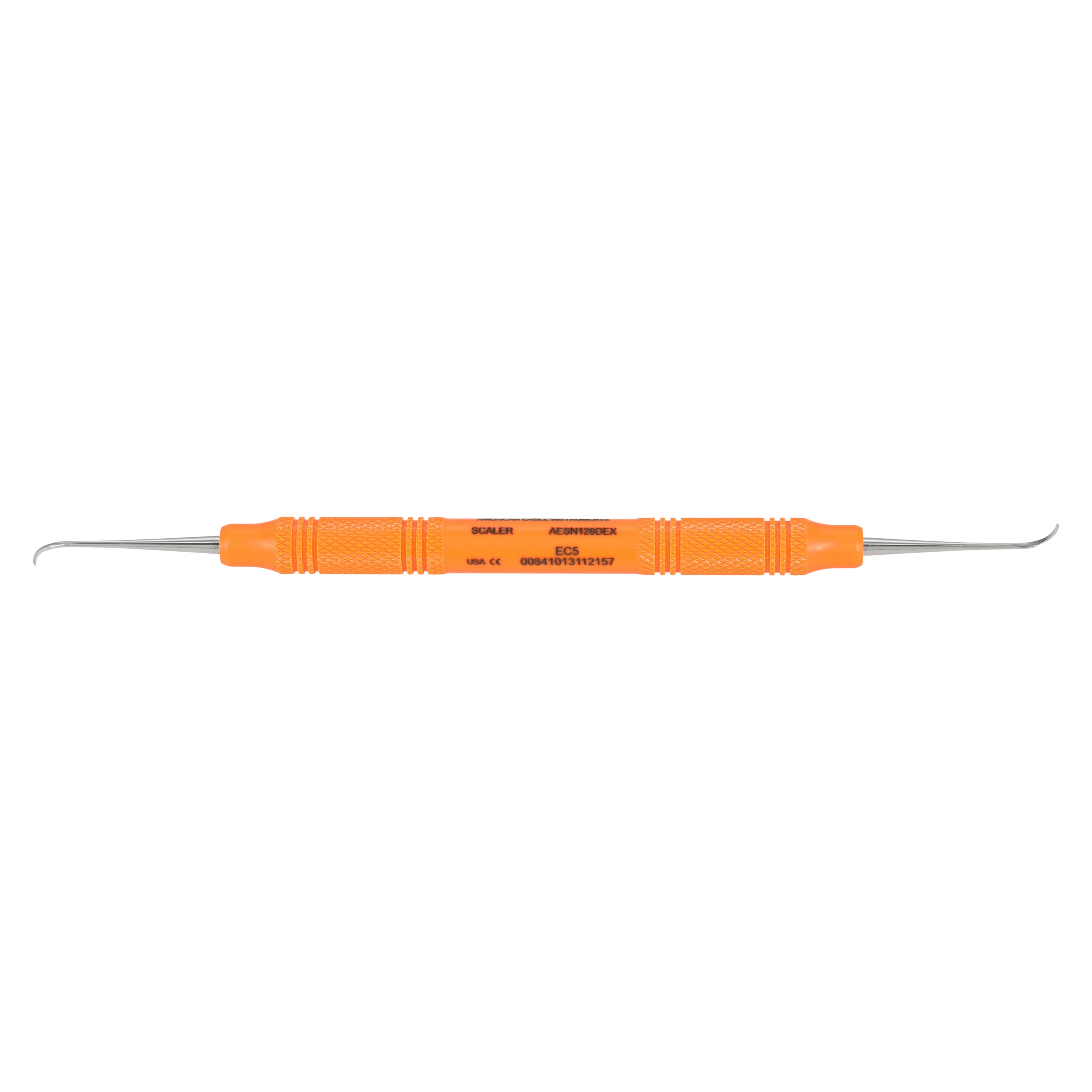 American Eagle #128 Nebraska Sickle Scaler, Double-End, Anterior, EagleLite Resin Handle, 3/8", Orange, AESN128DEX, 1/Pk thumbnail 5