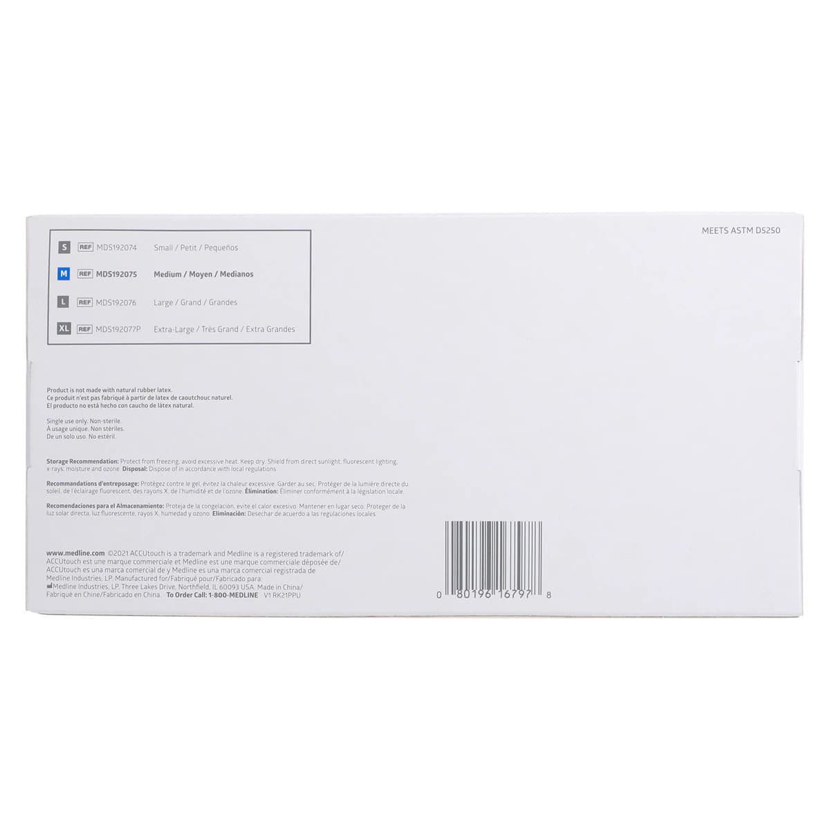 Accutouch Synthetic Vinyl Exam Gloves, Powder Free, Non-Sterile, Medium, Clear, 100/Box thumbnail 7