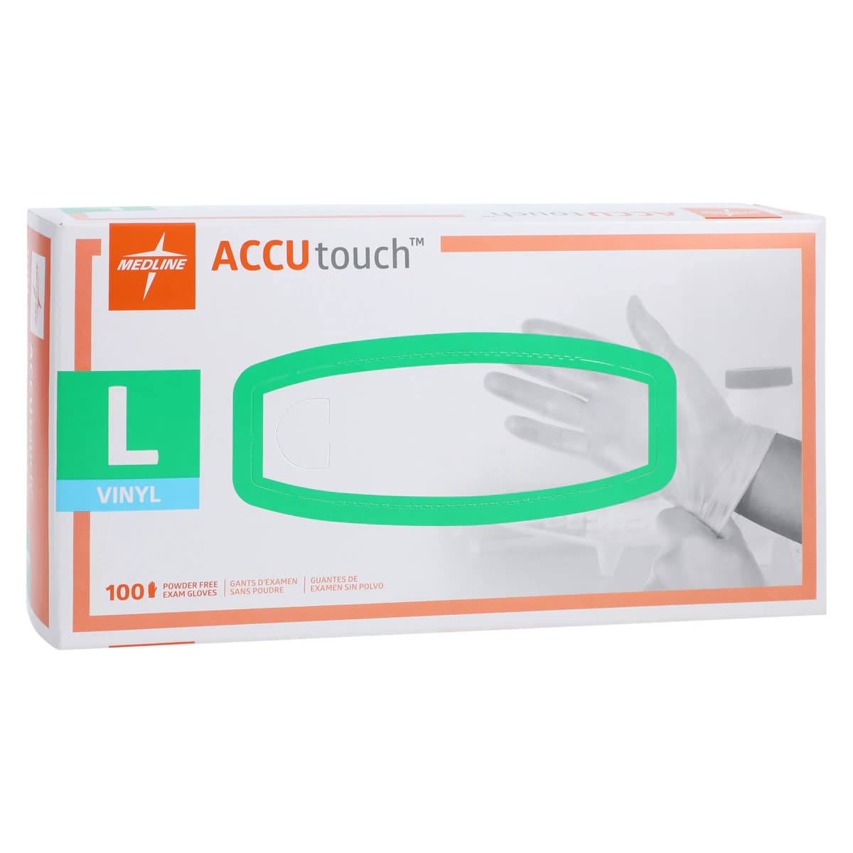 Medline AccuTouch PF Vinyl Examination Gloves, Powder Free, Non-Sterile, Large, Clear, 100/Box, 192076 thumbnail 4