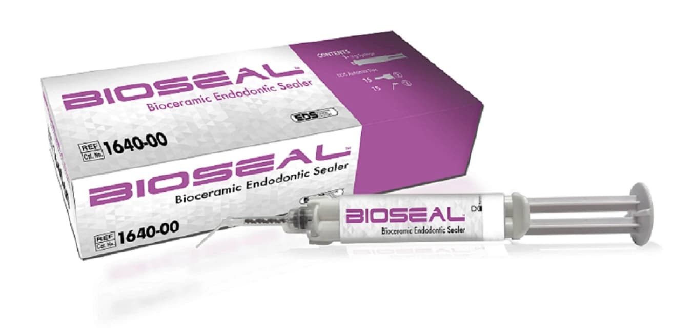 BioSeal Bioceramic Endodontic Sealer, 10 g Automix Syringe with 15 Angled Endo Tips, 1640-00 - BioSeal Endodontic Sealer Automix Syringe 10g - Image 1