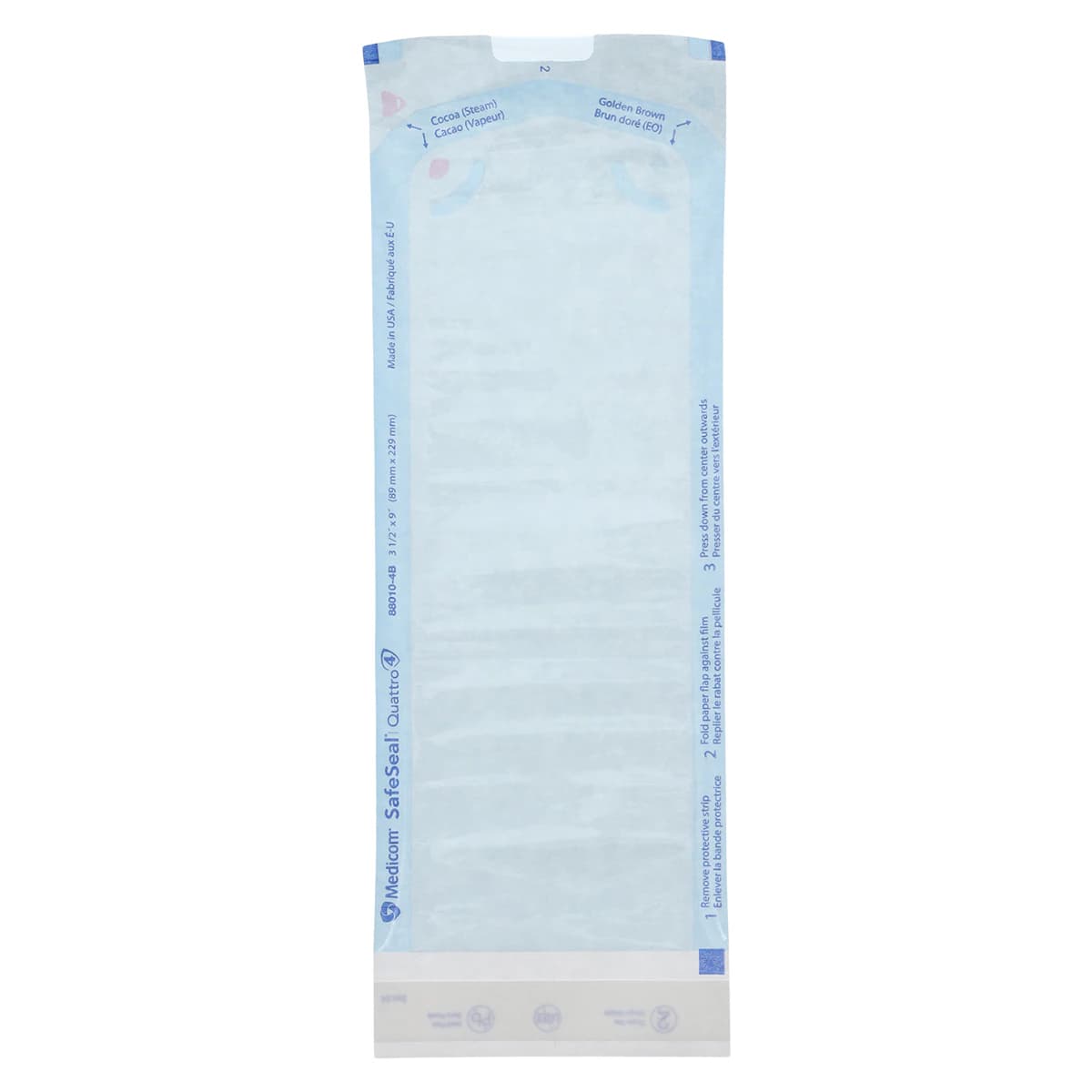 Medicom SafeSeal Quattro Self-Sealing Sterilization Pouches, 3-1/2" x 9", Blue Film, 500/Box, 88010-4B thumbnail 2