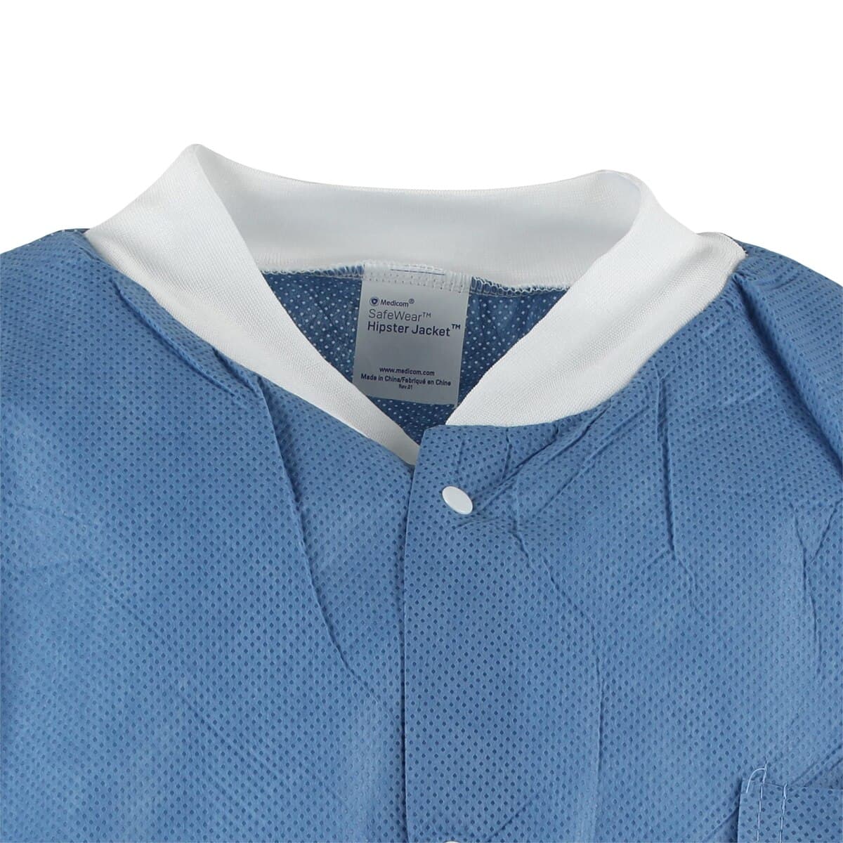 SafeWear Hipster Procedure Lab Jacket, SMS Polypropylene, Fluid Resistant, 3 Pockets, Snap Front, Deep Blue, 2X-Large, 12/Bag, 8101-E thumbnail 5
