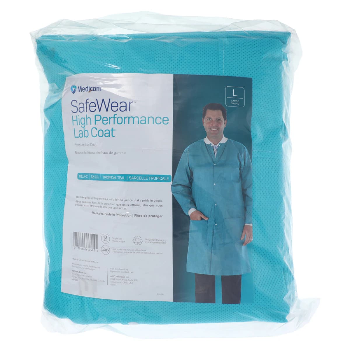 SafeWear High Performance Lab Coat, Large, Tropical Teal, SMS, Fluid Resistant, 12/Pk, 8117-C thumbnail 7