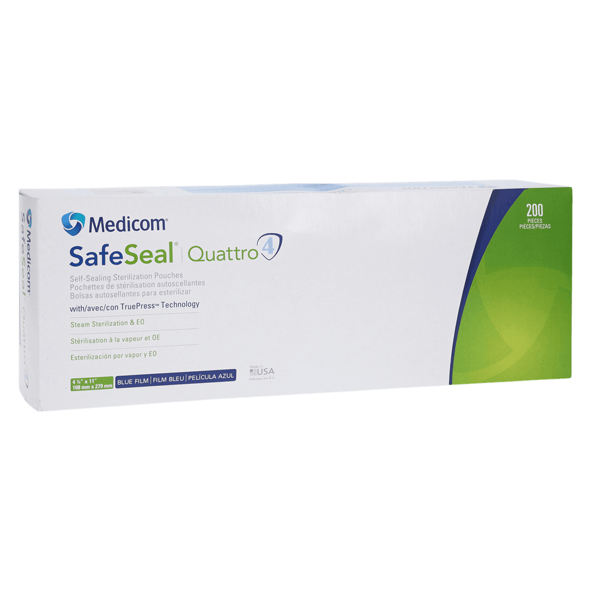 Medicom SafeSeal Quattro Self-Sealing Sterilization Pouches, 4.25" x 11", 200/Box, 88045-4 thumbnail 2