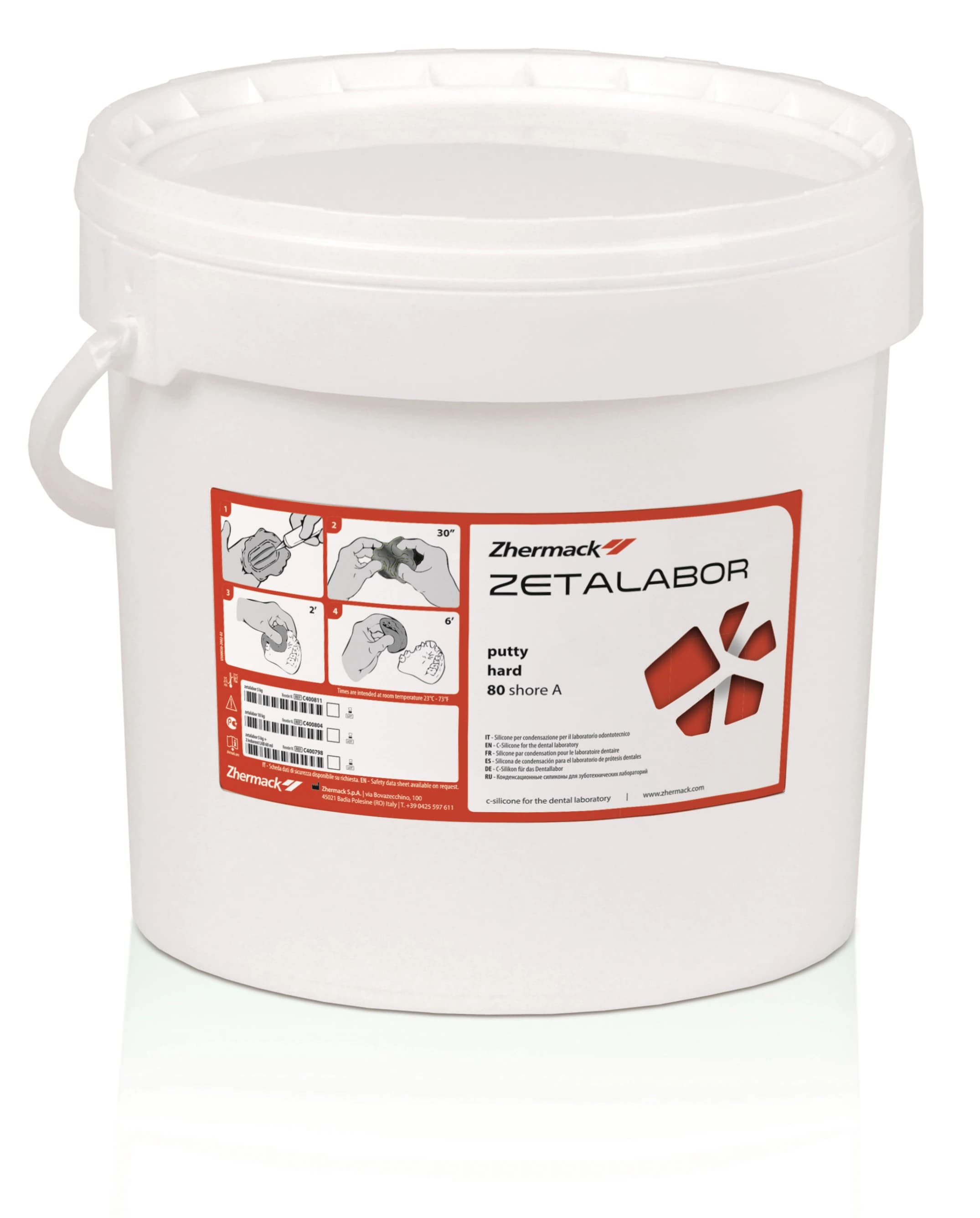 Zhermack Zetalabor Laboratory Silicone Putty, Condensation C-Silicone, 10 kg Eco Pack, 80 Shore A, C400804 - Zetalabor Laboratory Silicone, Eco Pack, 10 kg, C400804 - Image 1