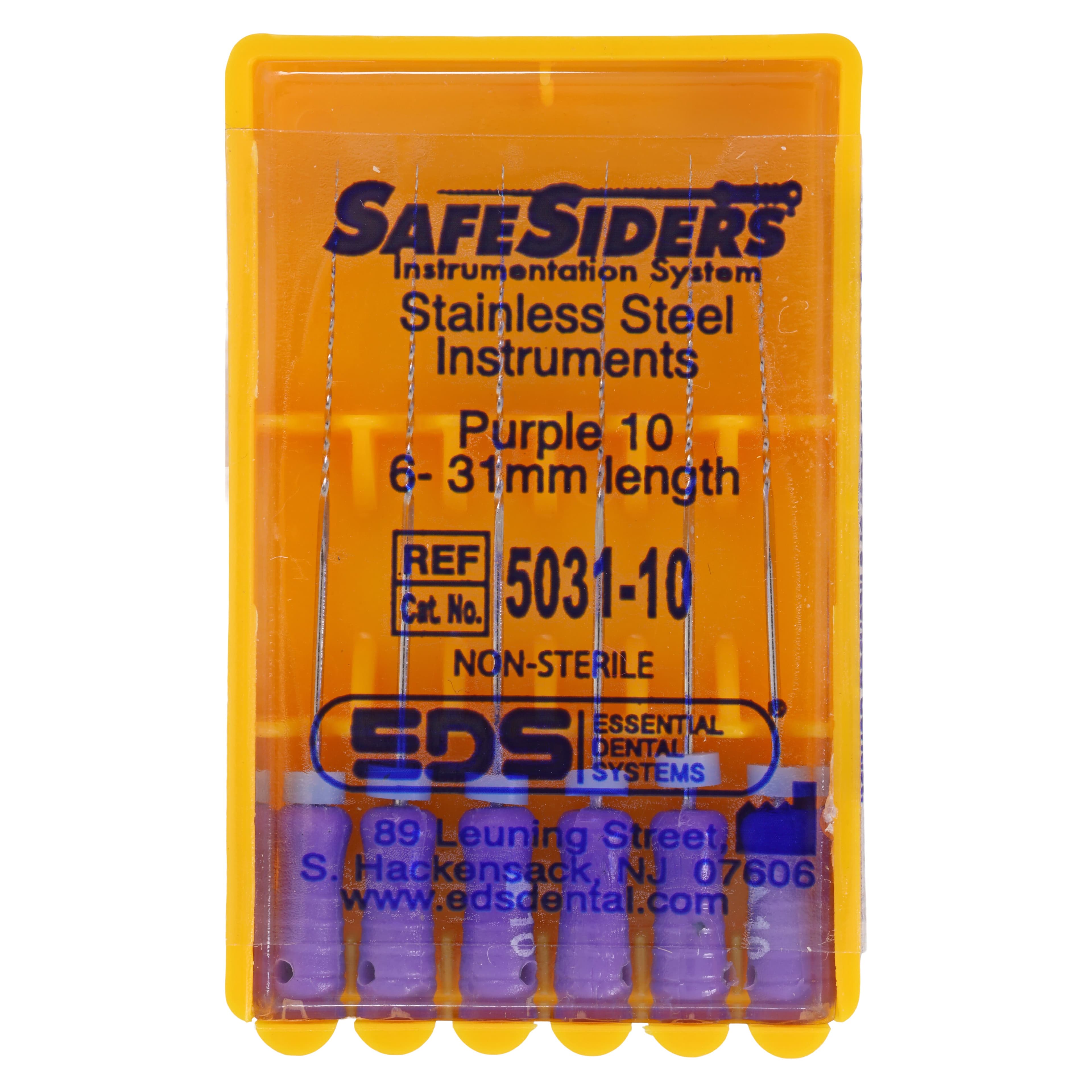 SafeSiders Endodontic Hand Reamers, 31 mm, 0.02 Taper, Size #10, Purple, 6/Pkg, 5031-10 - SafeSiders, , 31 mm, 6/Pkg, Purple, #10, 02Taper, 5031-10 - Image 1