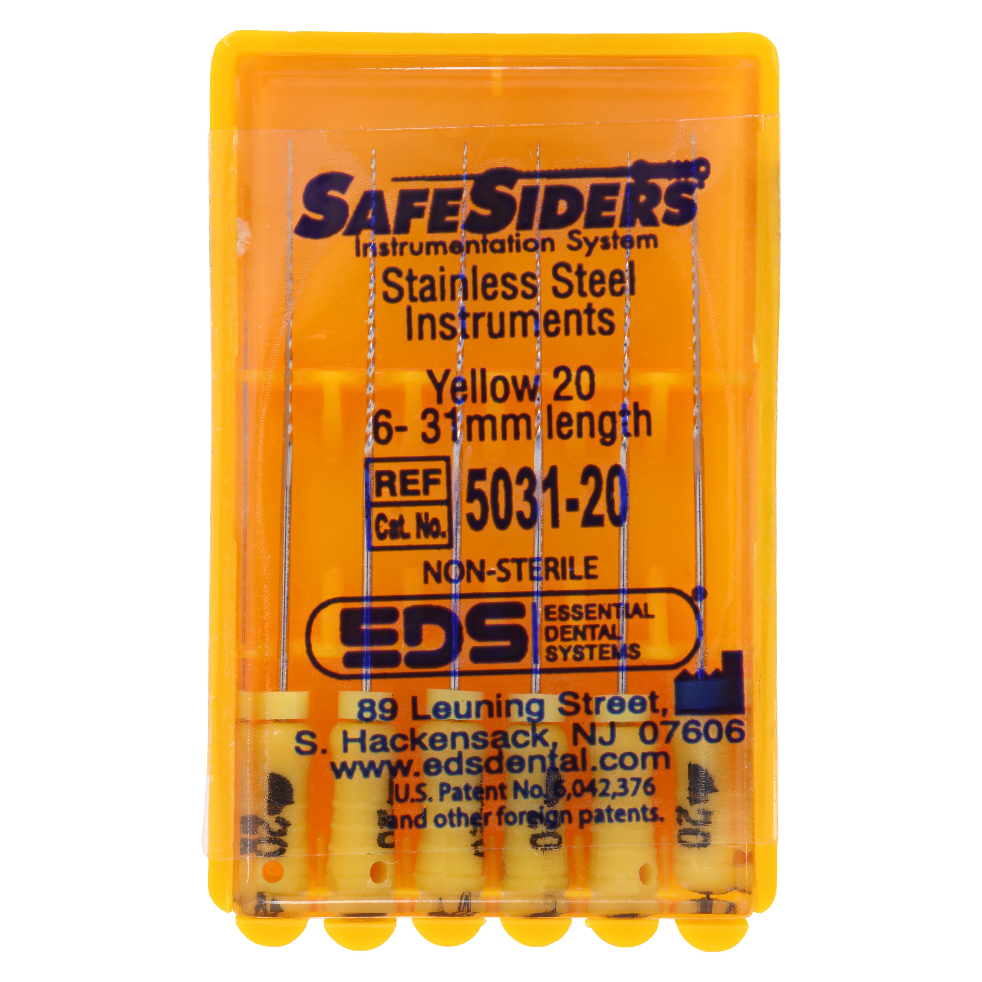 SafeSiders Endodontic Hand Reamers, 31 mm, 0.02 Taper, Size #20, Yellow, 6/Pkg, 5031-20 - SafeSiders, , 31 mm, 6/Pkg, Yellow, #20, 02Taper, 5031-20 - Image 1