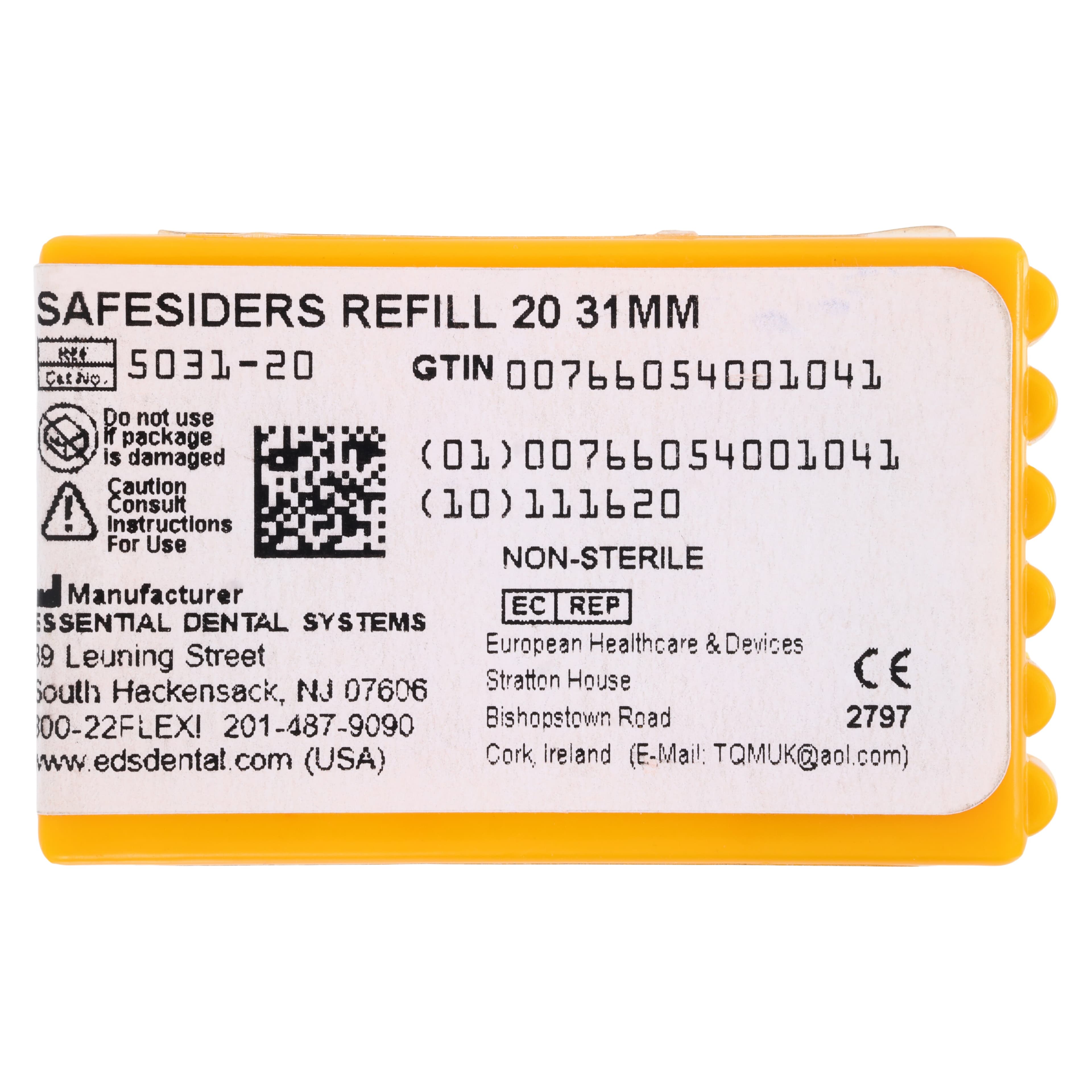 SafeSiders Endodontic Hand Reamers, 31 mm, 0.02 Taper, Size #20, Yellow, 6/Pkg, 5031-20 thumbnail 2