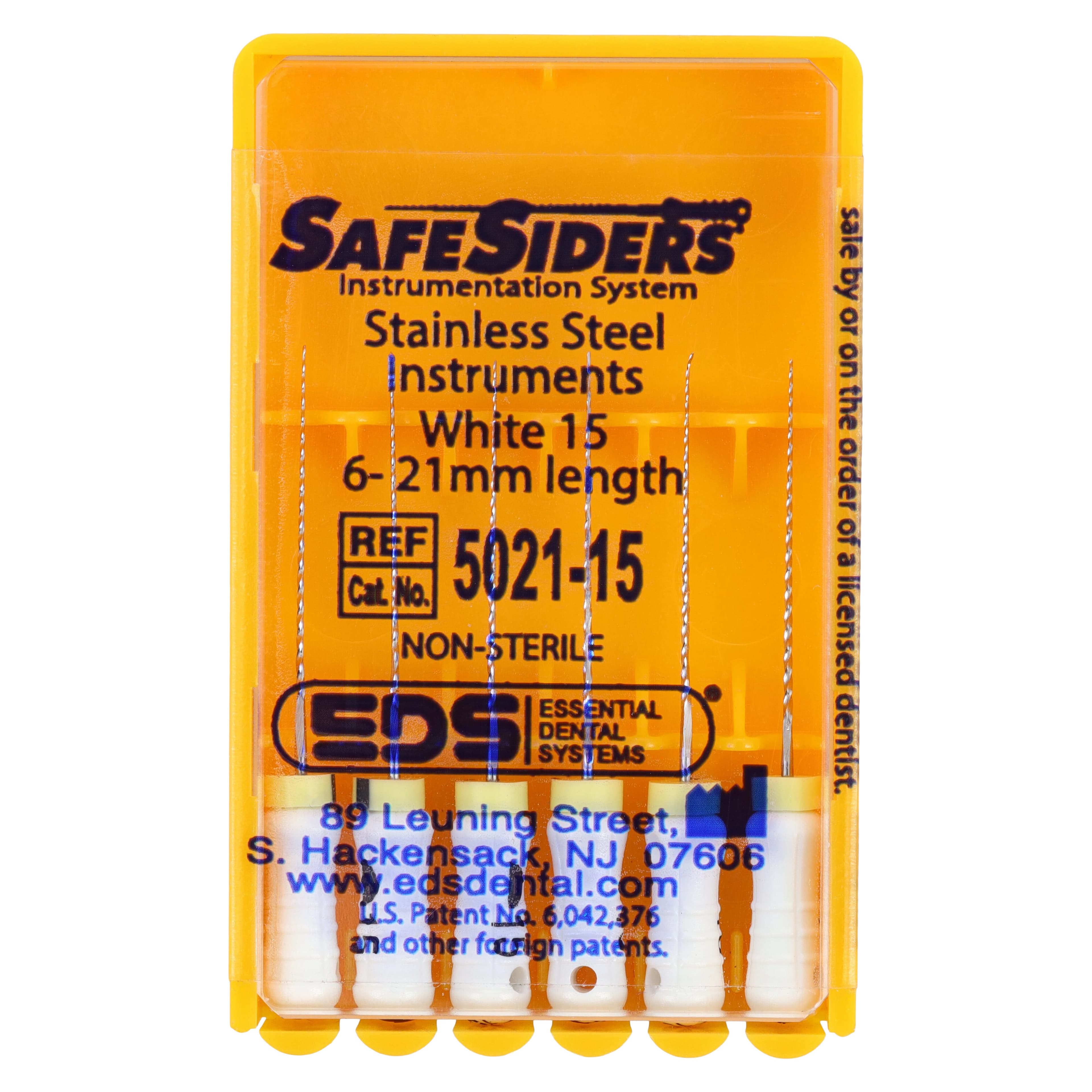 SafeSiders Endodontic Hand Reamers, 21 mm, 0.02 Taper, Size #15, White, Stainless Steel, 6/Pkg, 5021-15 thumbnail 6