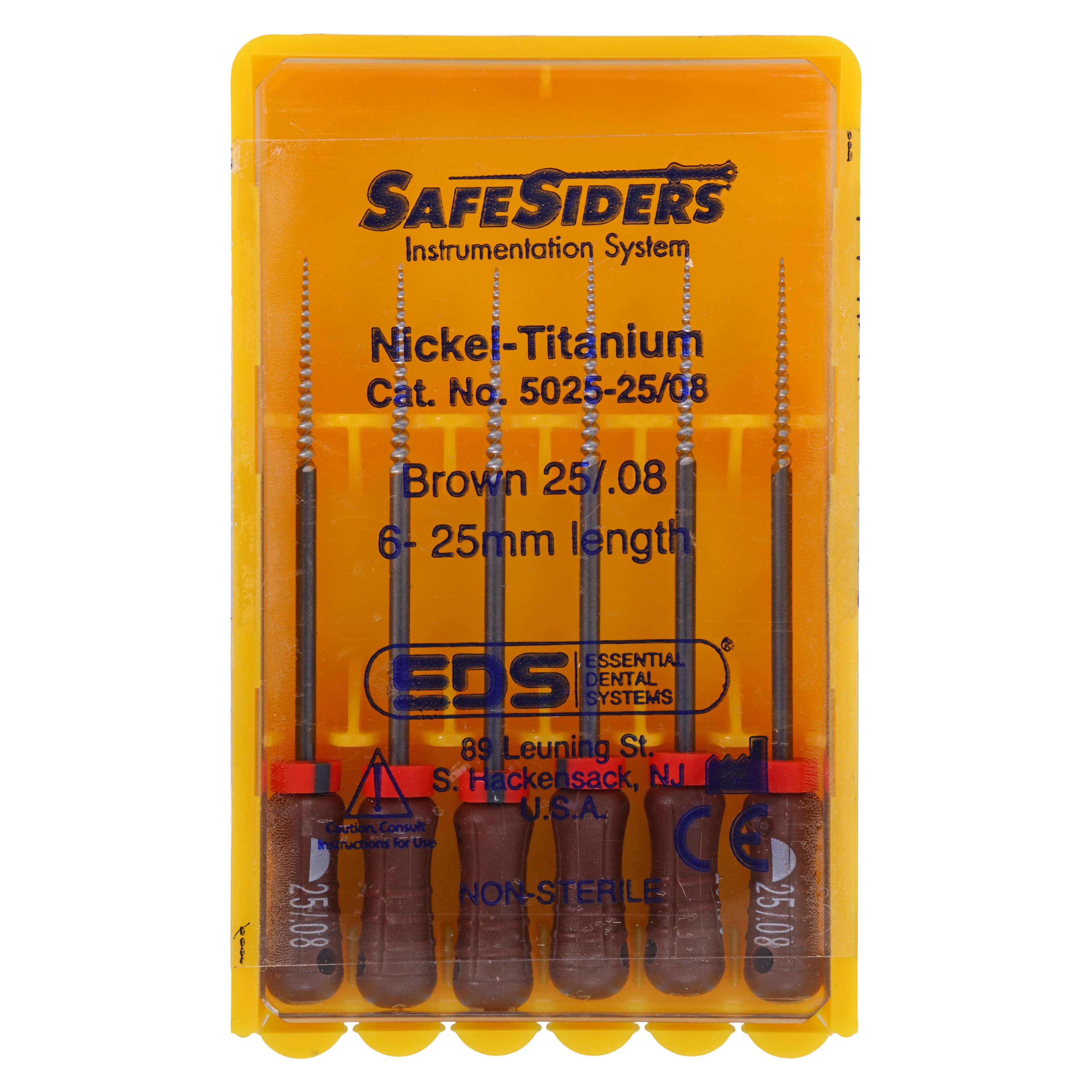 SafeSiders NiTi Hand Reamer, 25 mm, #25/.08 Taper, Brown, 6/Pkg, 5025-25/08 - SafeSiders, , 25 mm, 6/Pkg, Brown, #25, 08Taper, 5025-25/.08 - Image 1