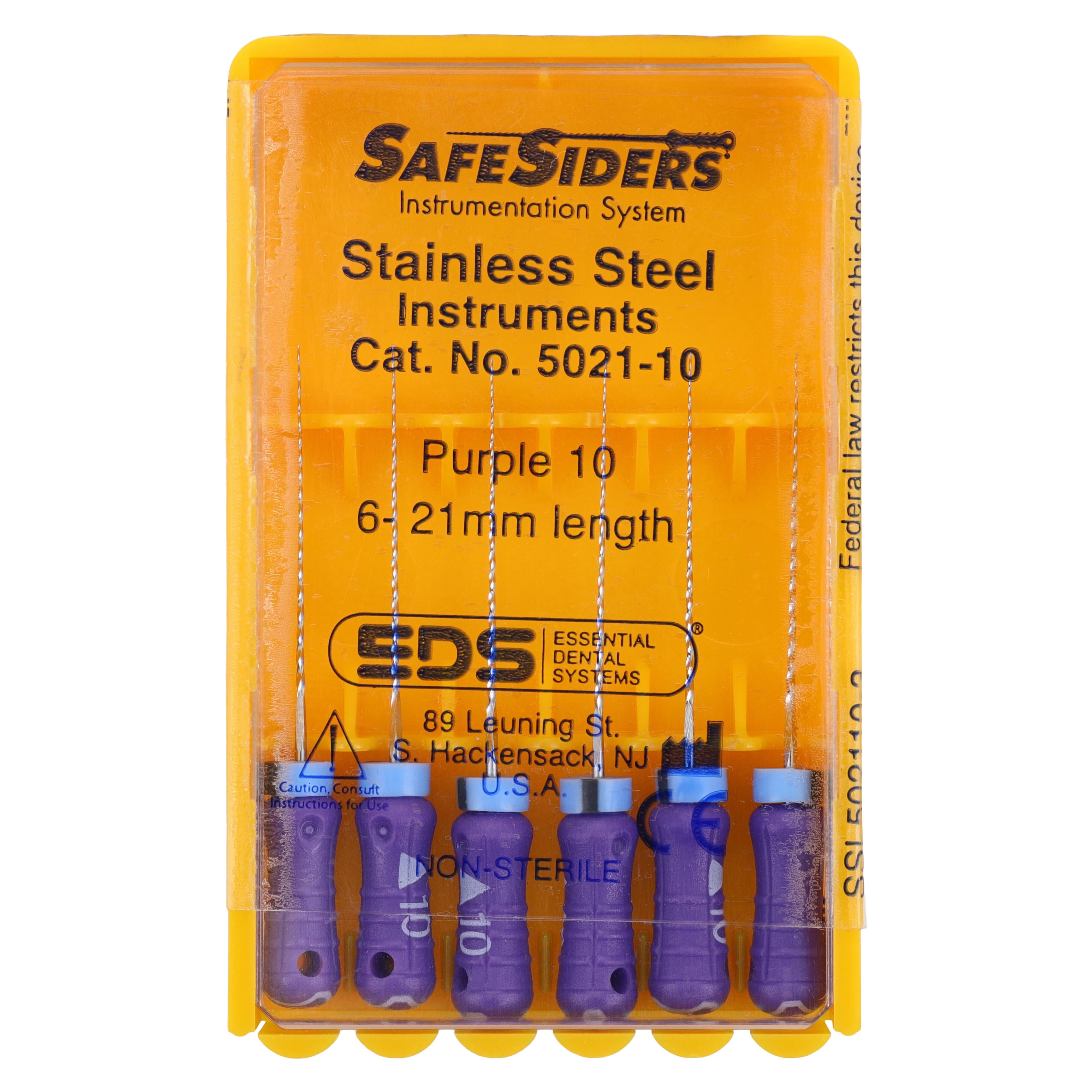 SafeSiders Endodontic Hand Reamers, 21 mm, 0.02 Taper, Size #10, Purple, Stainless Steel, 6/Pkg, 5021-10 thumbnail 5