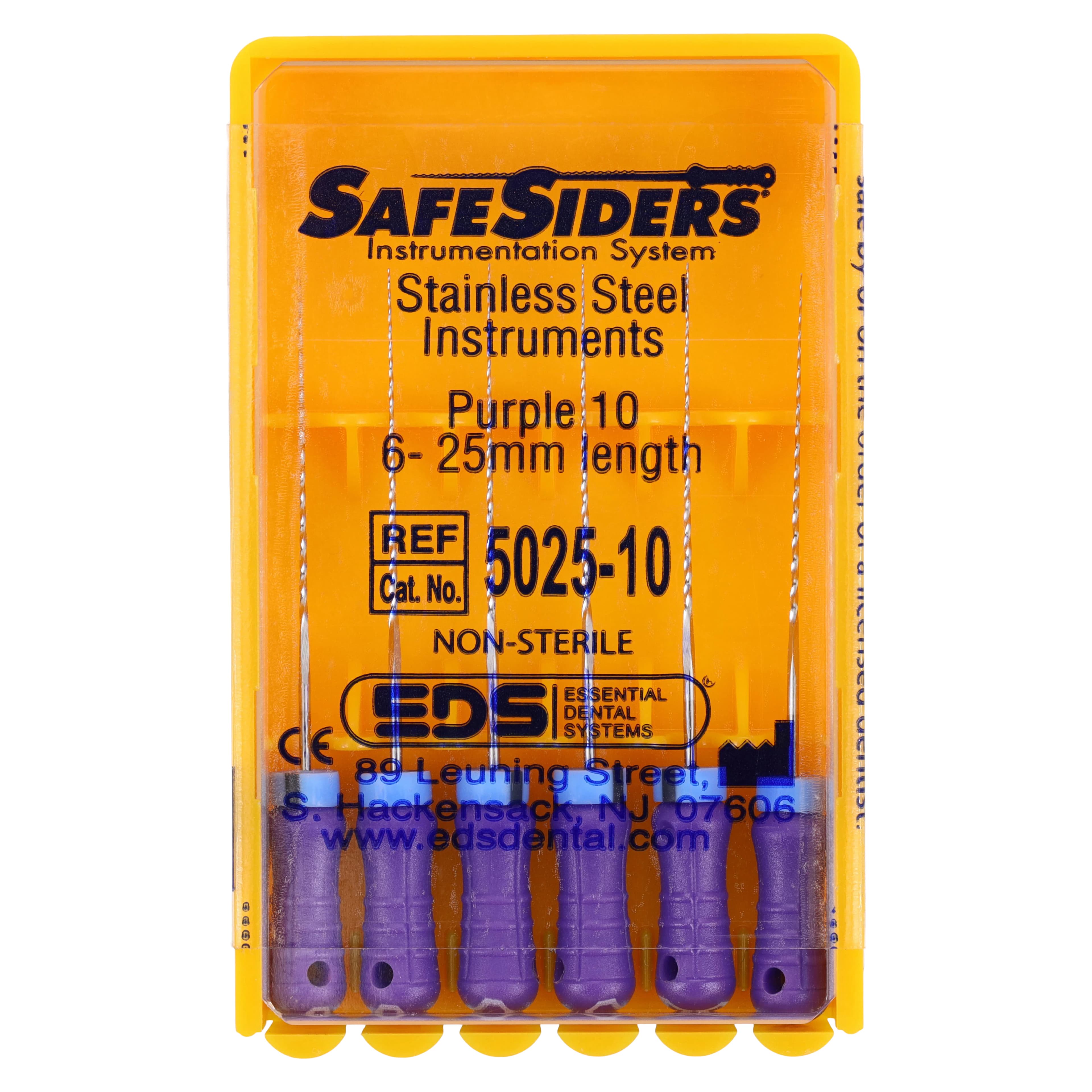 SafeSiders Endodontic Reamers, Stainless Steel, 25mm, .02 Taper, Size #10, Purple, 6/Pkg, 5025-10 thumbnail 4