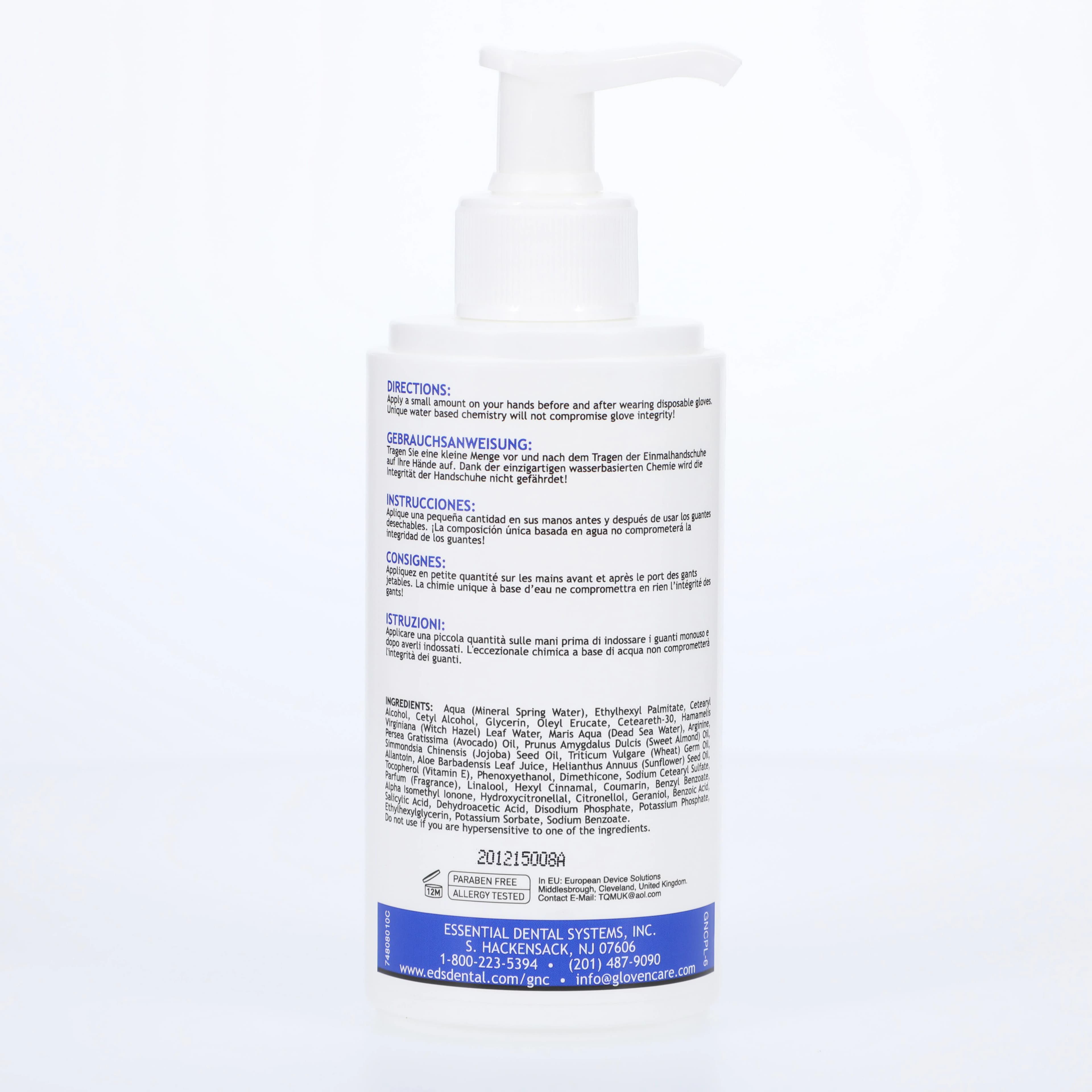 Glove'n Care Hand Cream, 8.5 oz (250 mL) Pump Bottle, Hypoallergenic, Water-Based, 1204-00 - Glove'N Care Hand Cream 8.5oz Pump - Image 1